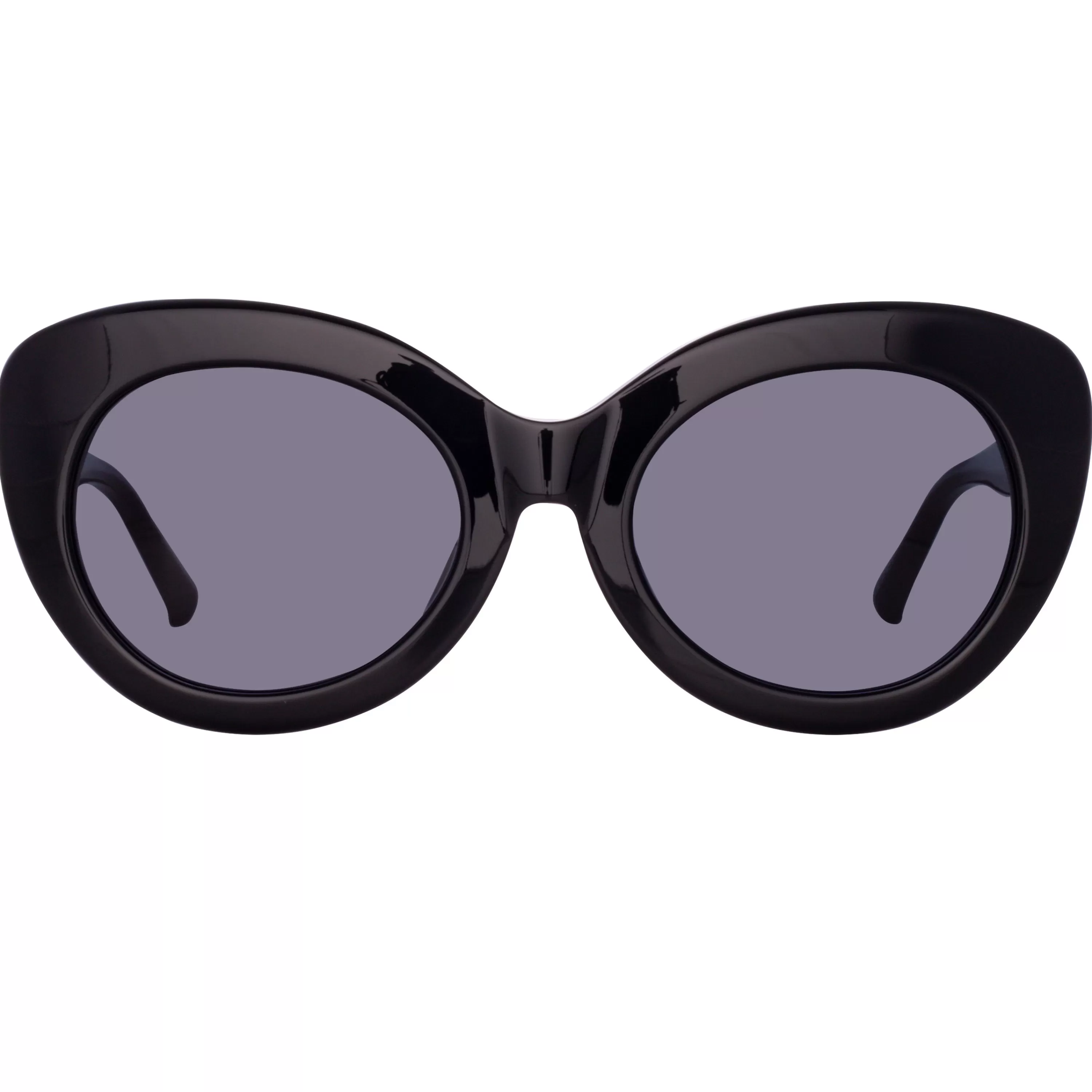 LINDA FARROW (U.K.) Agnes Cat Eye Sunglasses in Black