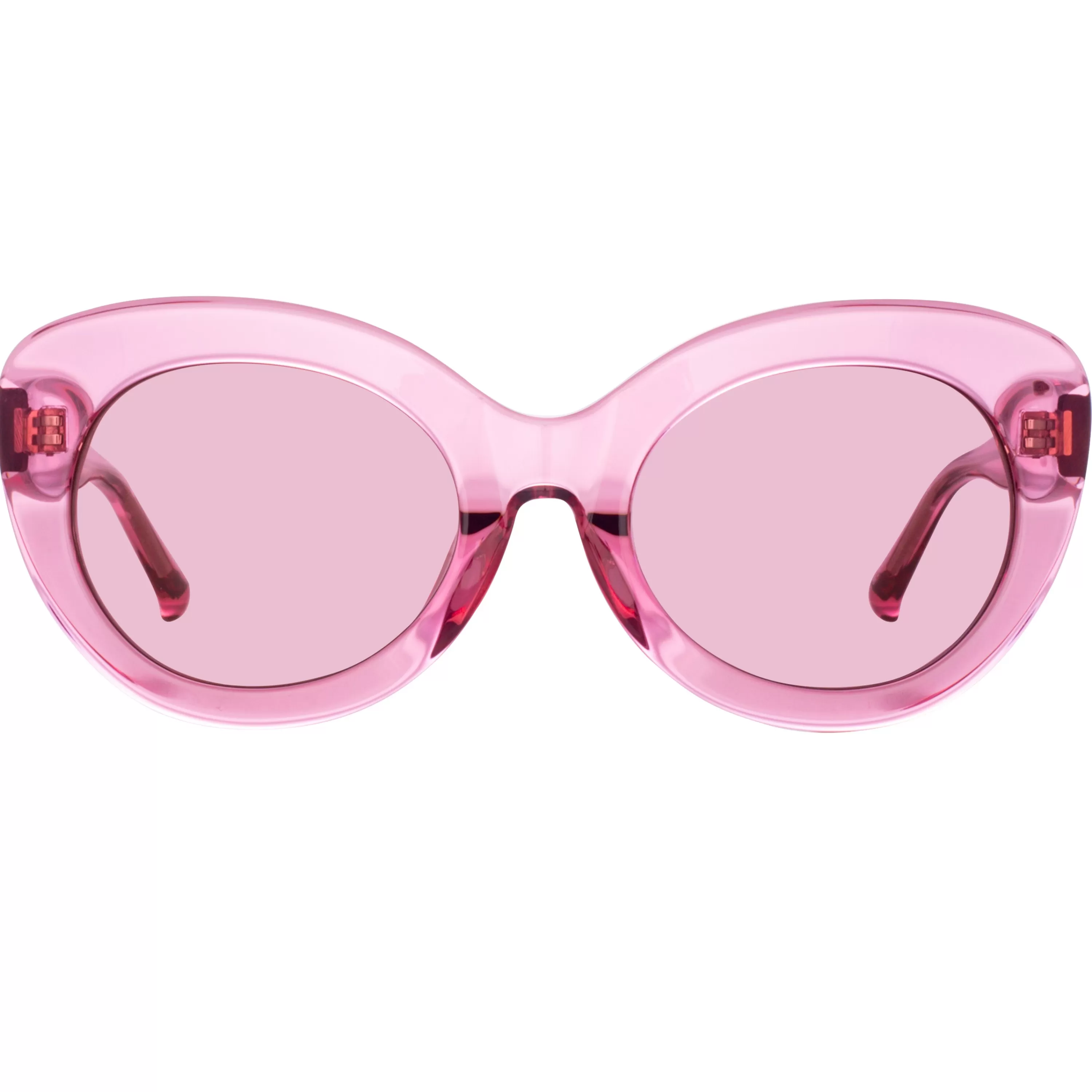 LINDA FARROW (U.K.) Agnes Cat Eye Sunglasses in Pink