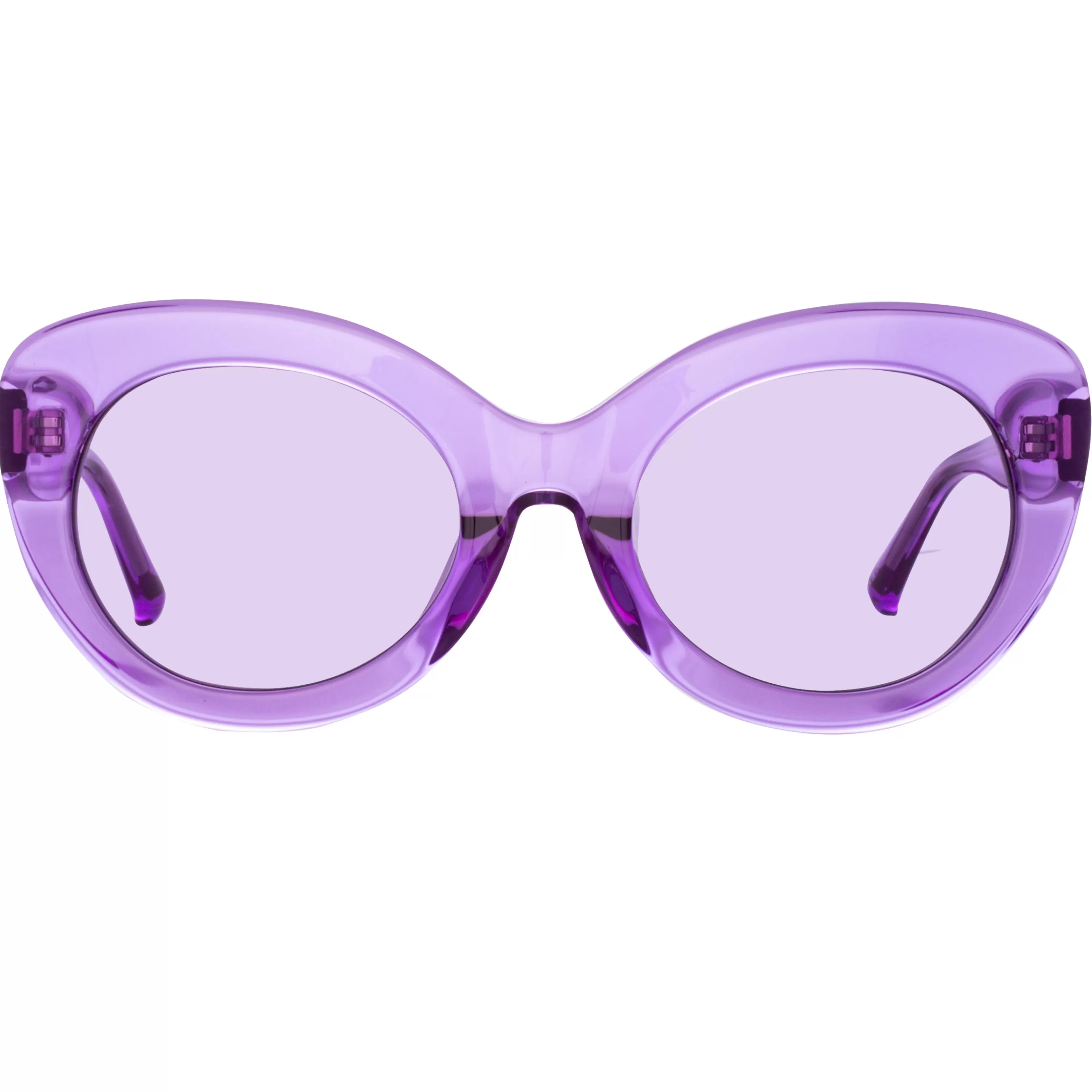 LINDA FARROW (U.K.) Agnes Cat Eye Sunglasses in Purple