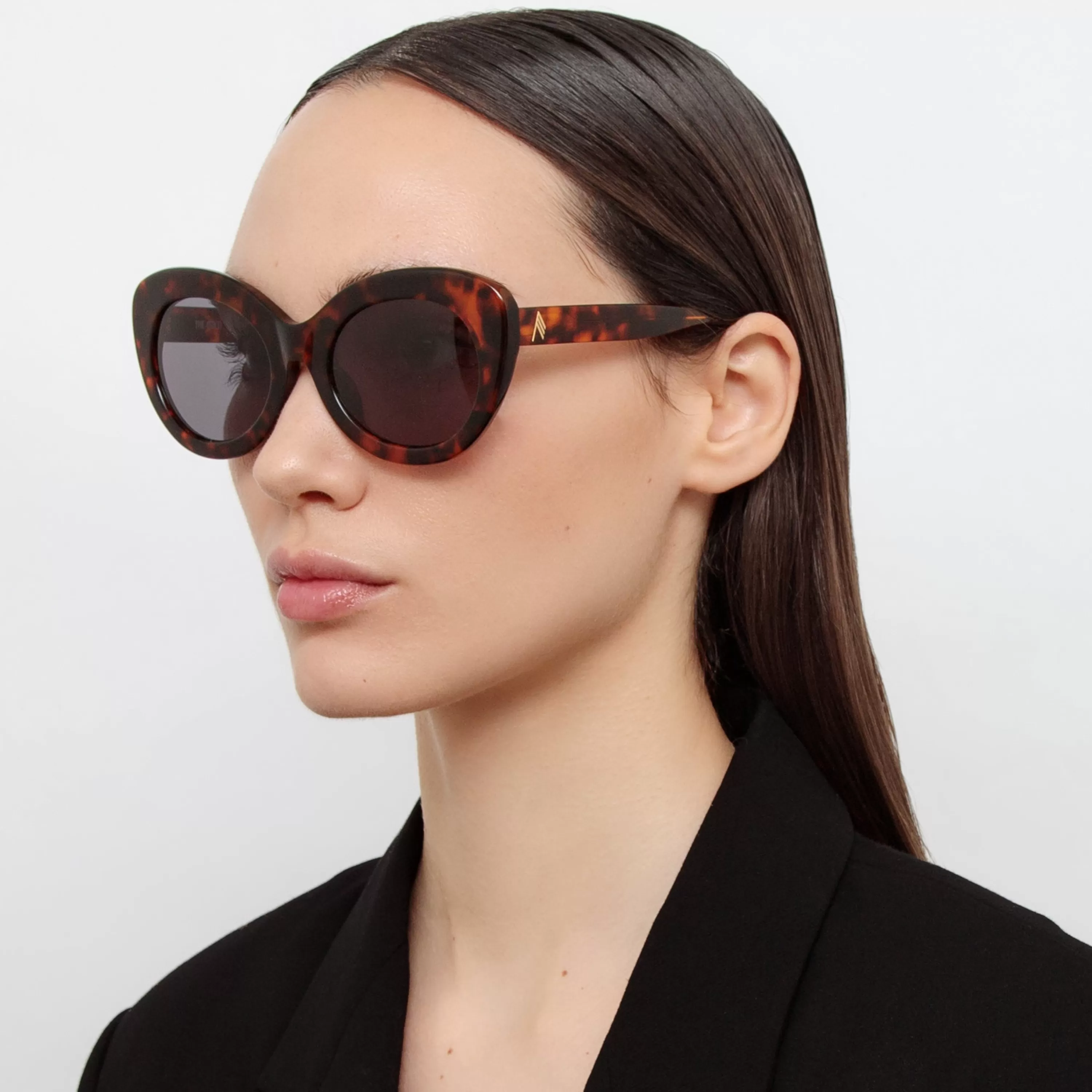 LINDA FARROW (U.K.) Agnes Cat Eye Sunglasses in Tortoiseshell