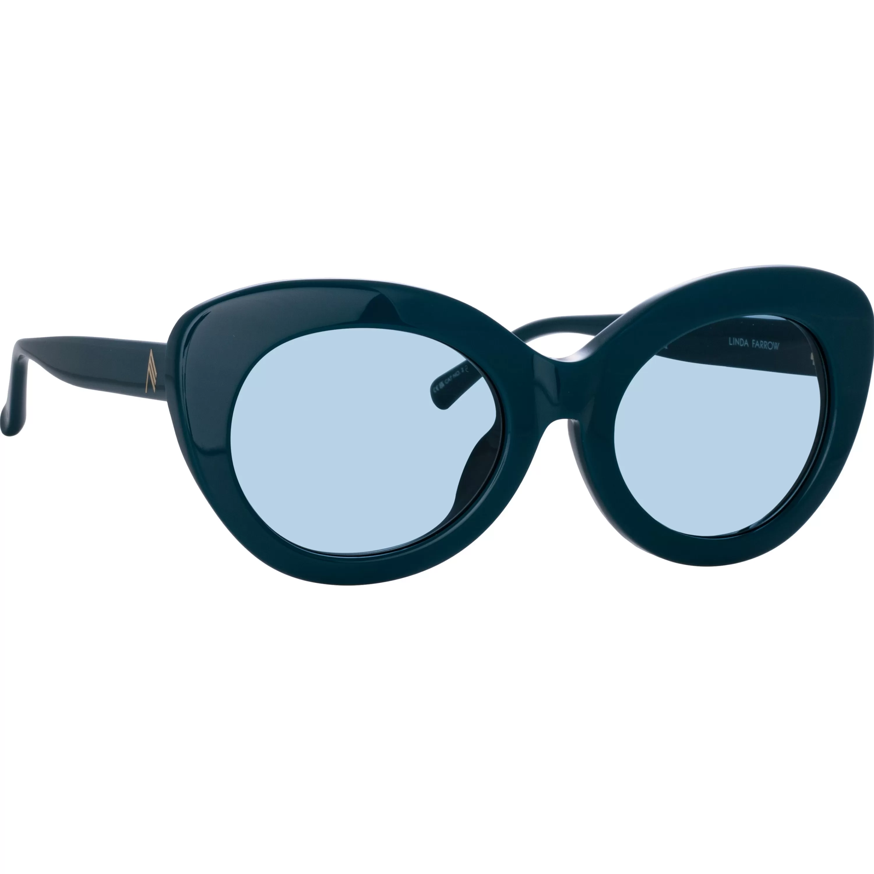 LINDA FARROW (U.K.) Agnes Cat Eye Sunglasses in Turquoise