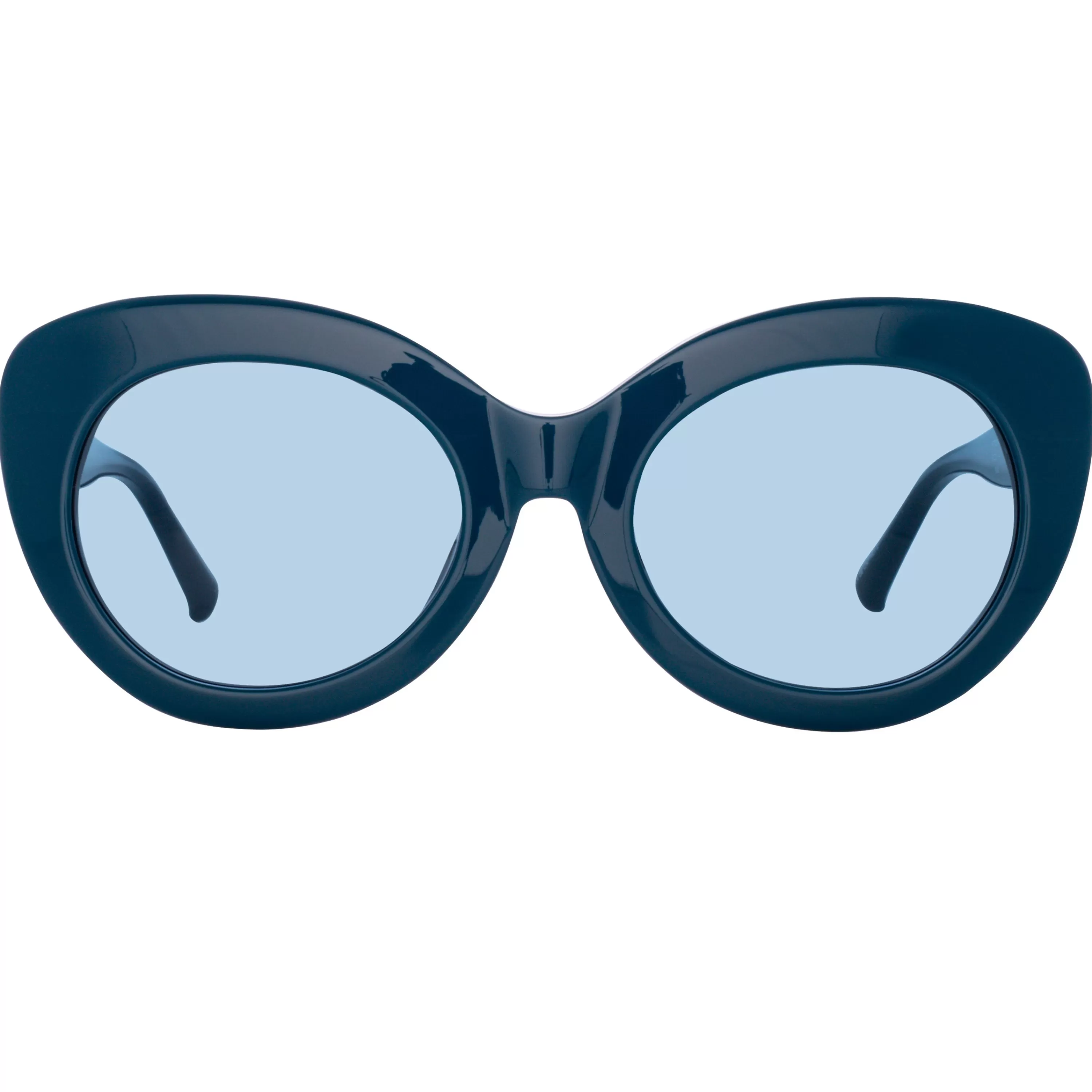 LINDA FARROW (U.K.) Agnes Cat Eye Sunglasses in Turquoise