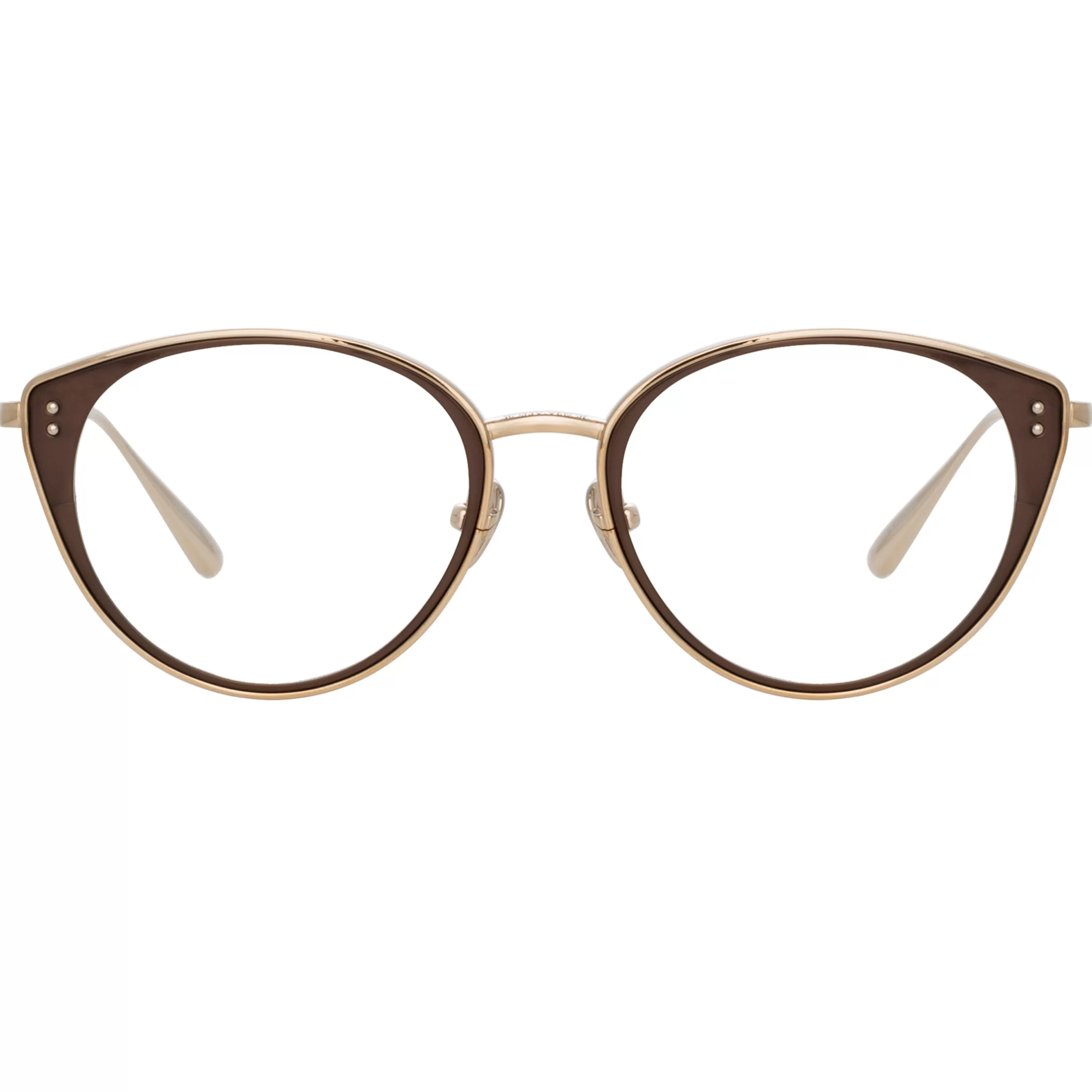 LINDA FARROW (U.K.) Alba Cat Eye Optical Frame in Light Gold
