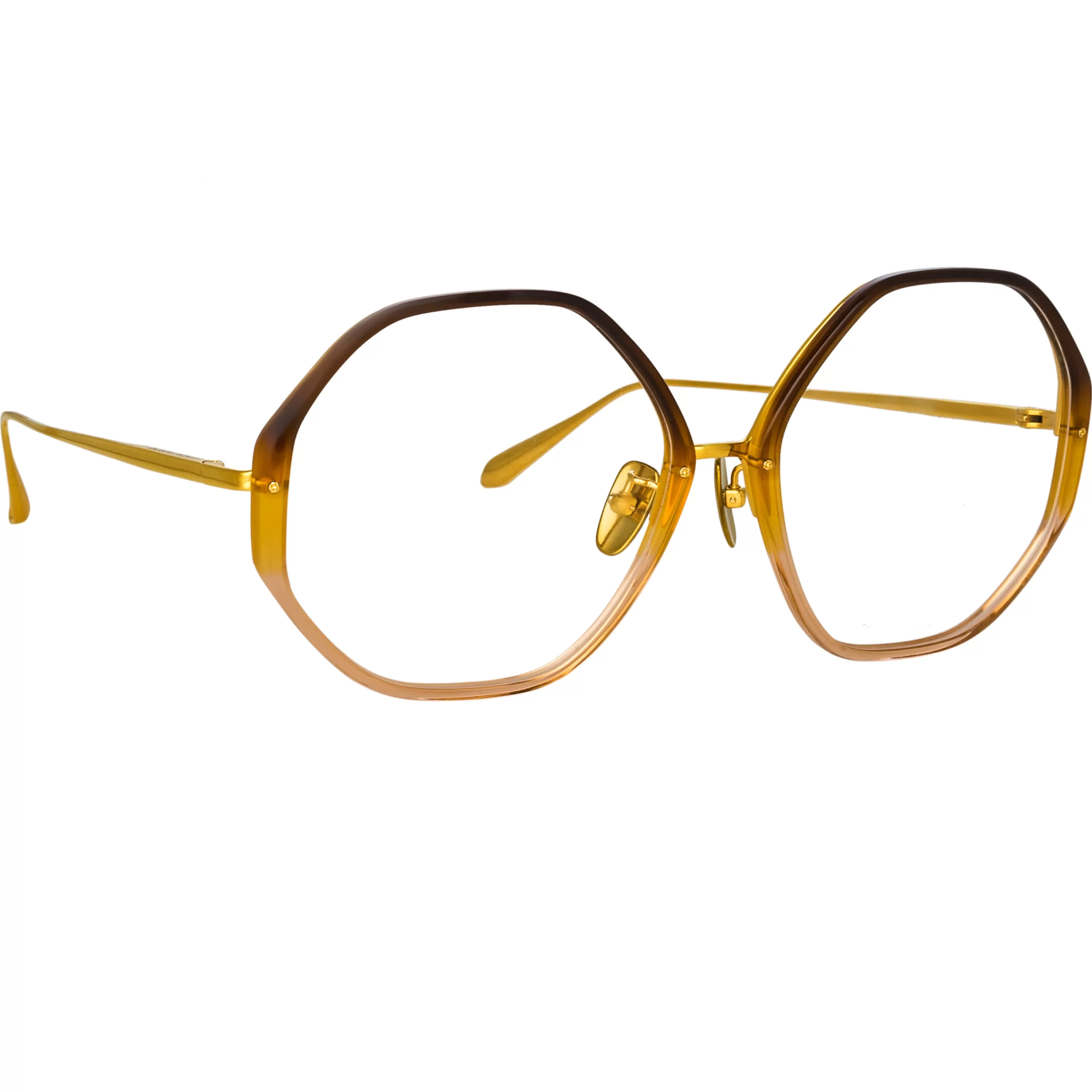 Women LINDA FARROW (U.K.) Alona Hexagon Optical Frame in Brown Gradient