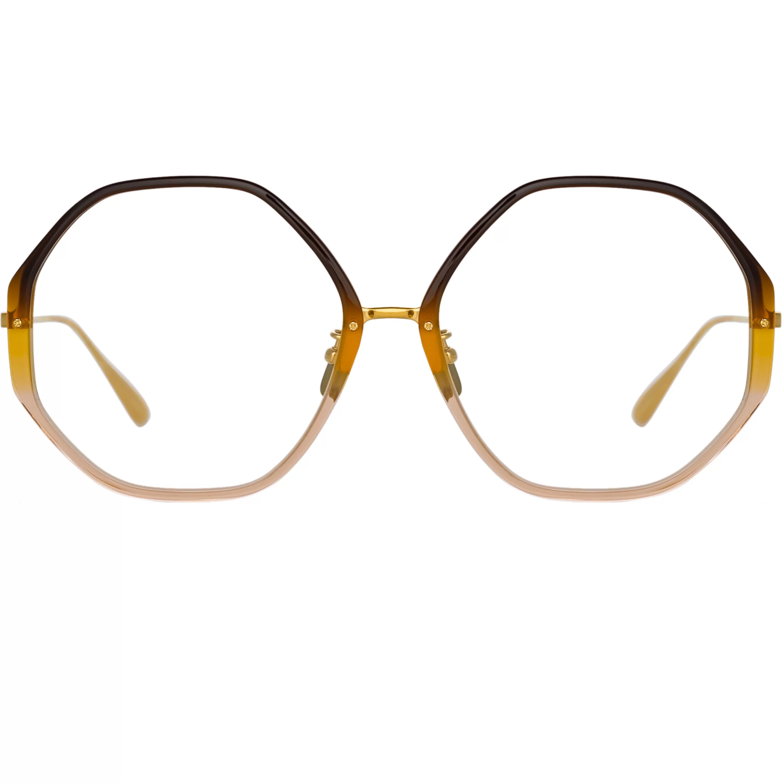 Women LINDA FARROW (U.K.) Alona Hexagon Optical Frame in Brown Gradient