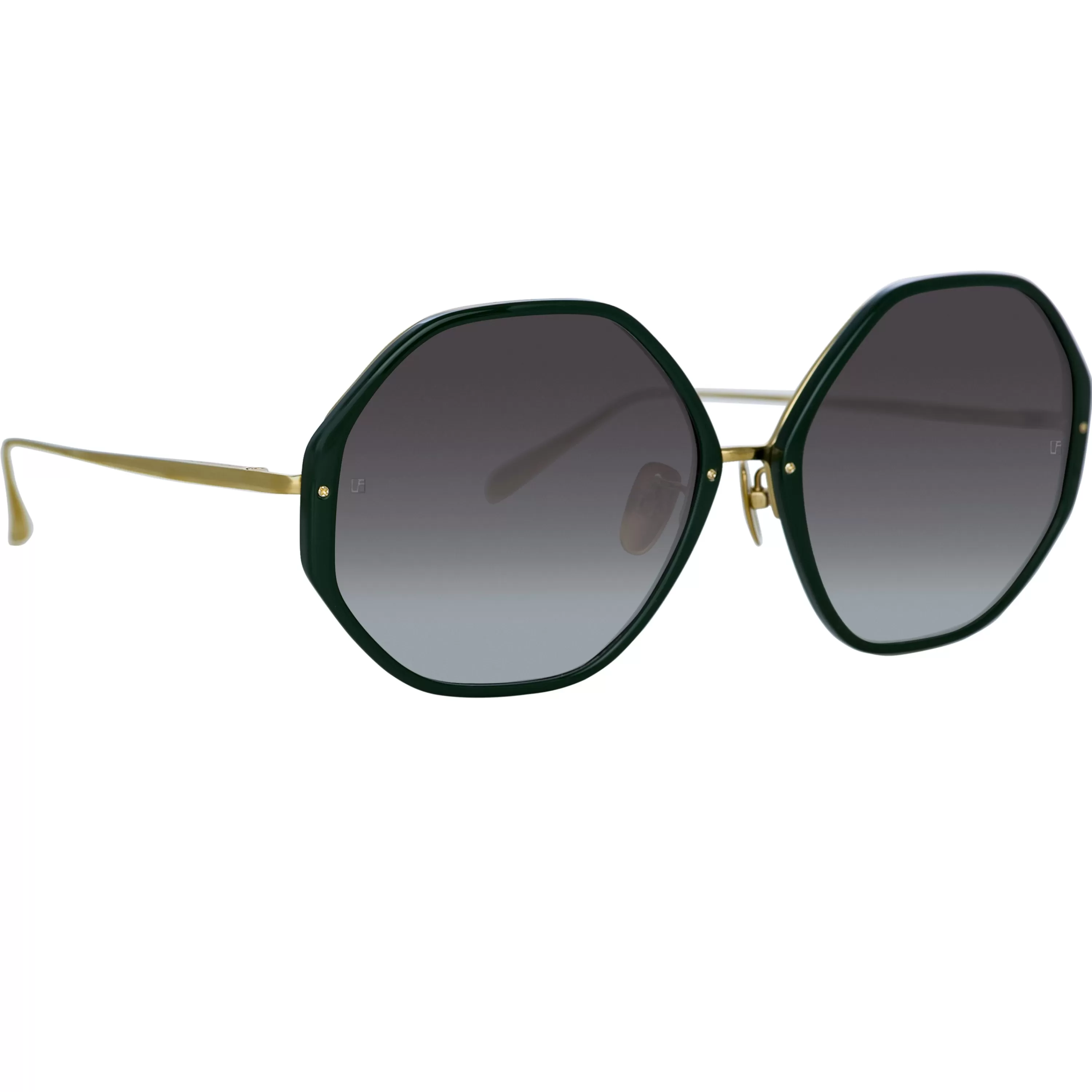 Women LINDA FARROW (U.K.) Alona Hexagon Sunglasses in Green