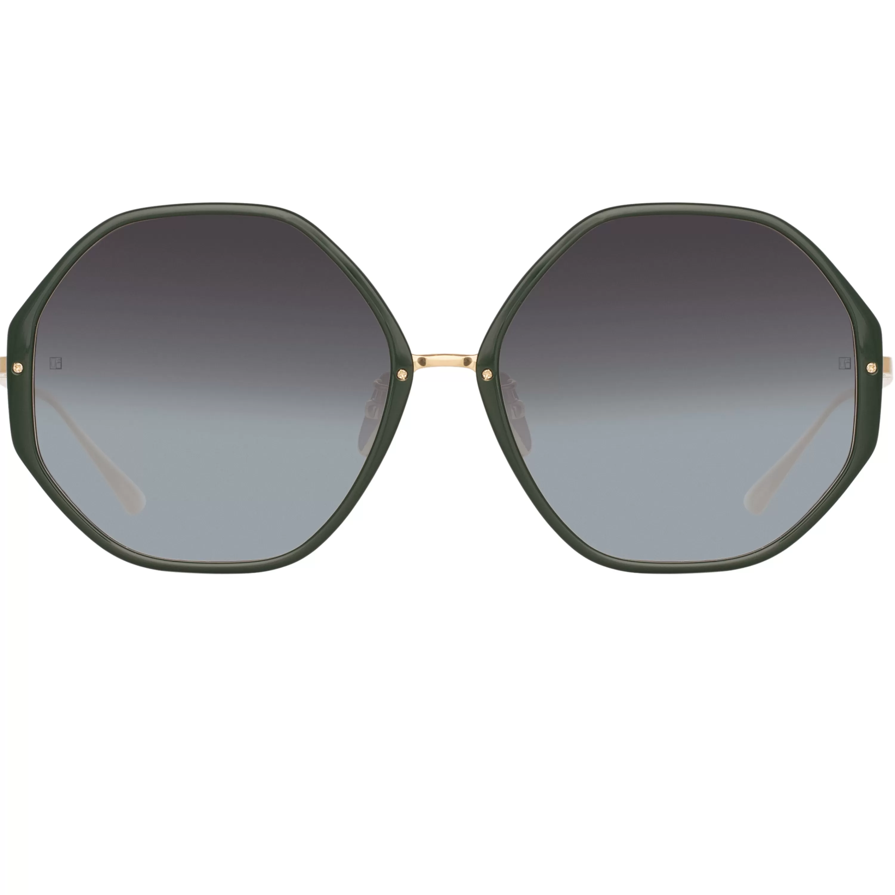 Women LINDA FARROW (U.K.) Alona Hexagon Sunglasses in Green