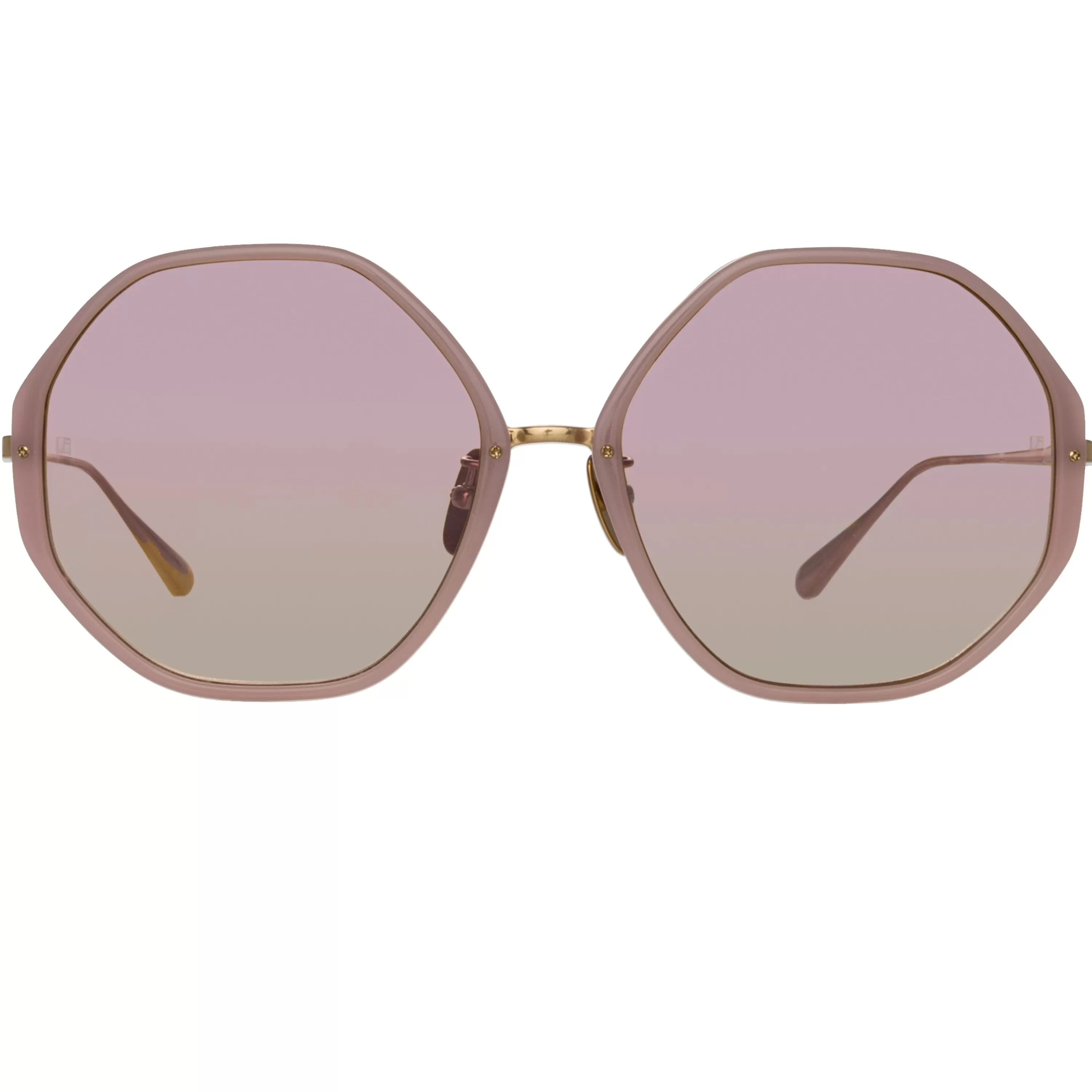 Women LINDA FARROW (U.K.) Alona Hexagon Sunglasses in Lilac