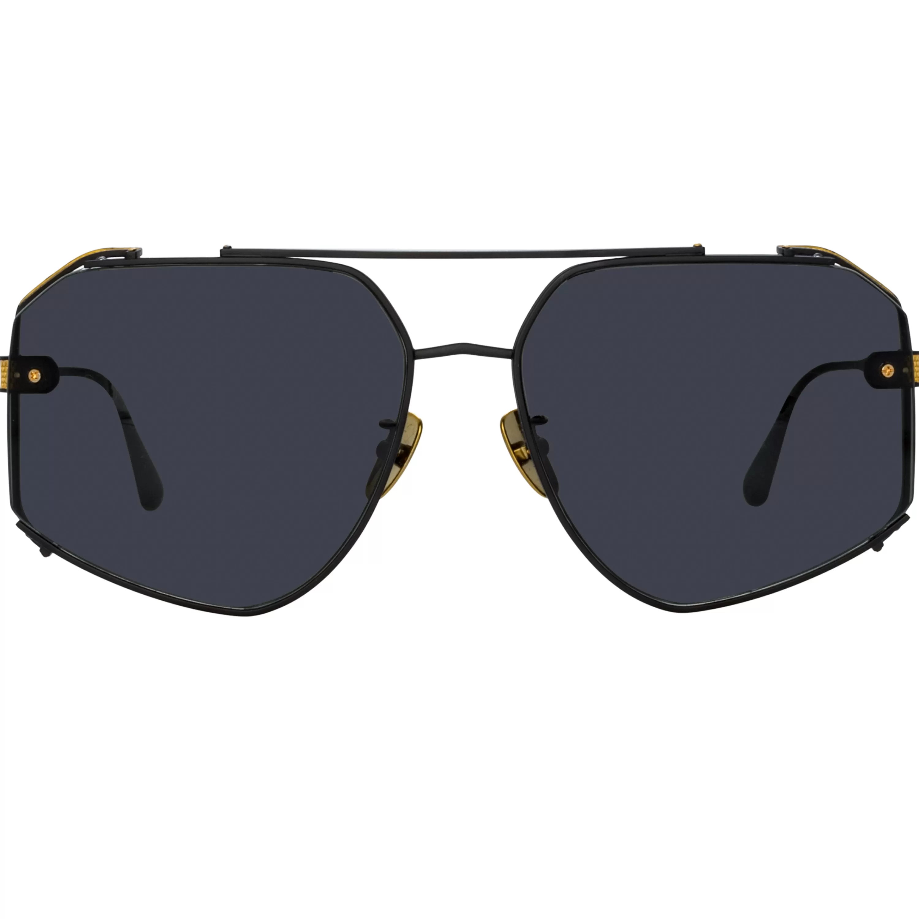 Women LINDA FARROW (U.K.) Amar Aviator Sunglasses in Matt Nickel