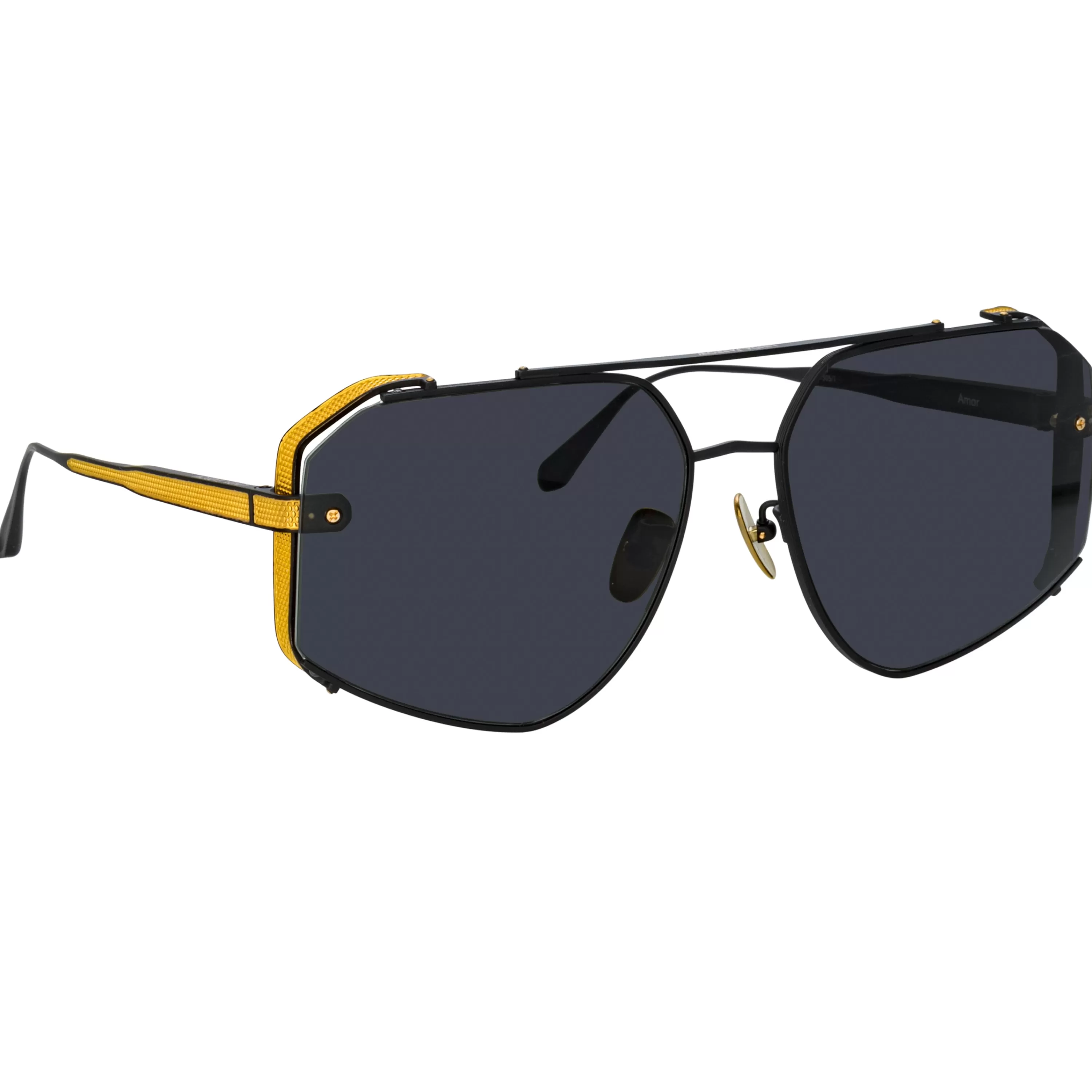 amar_aviator_sunglasses_in_matt_nickel_2.webp Women LINDA FARROW (U.K.) Amar Aviator Sunglasses in Matt Nickel
