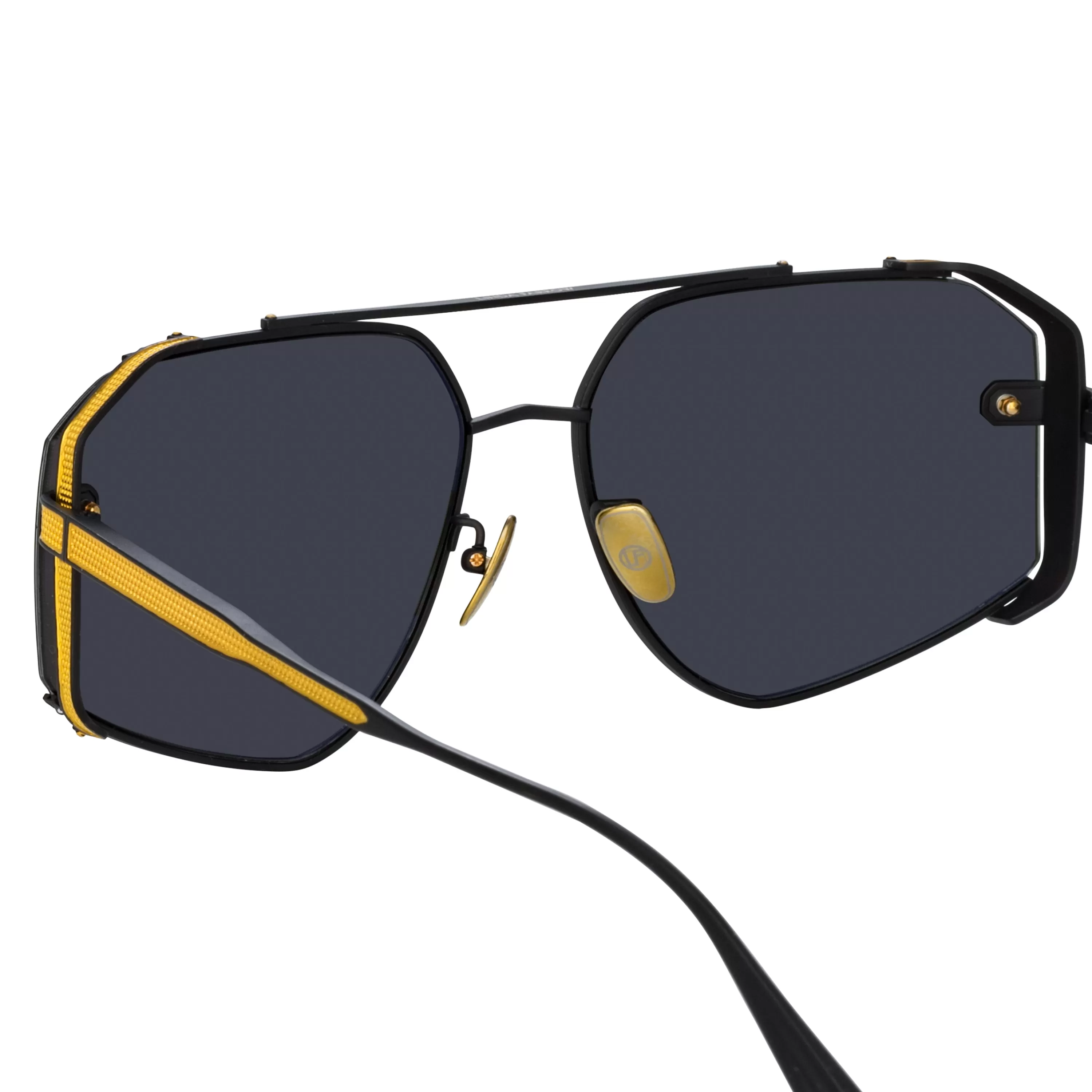 amar_aviator_sunglasses_in_matt_nickel_4.webp Women LINDA FARROW (U.K.) Amar Aviator Sunglasses in Matt Nickel