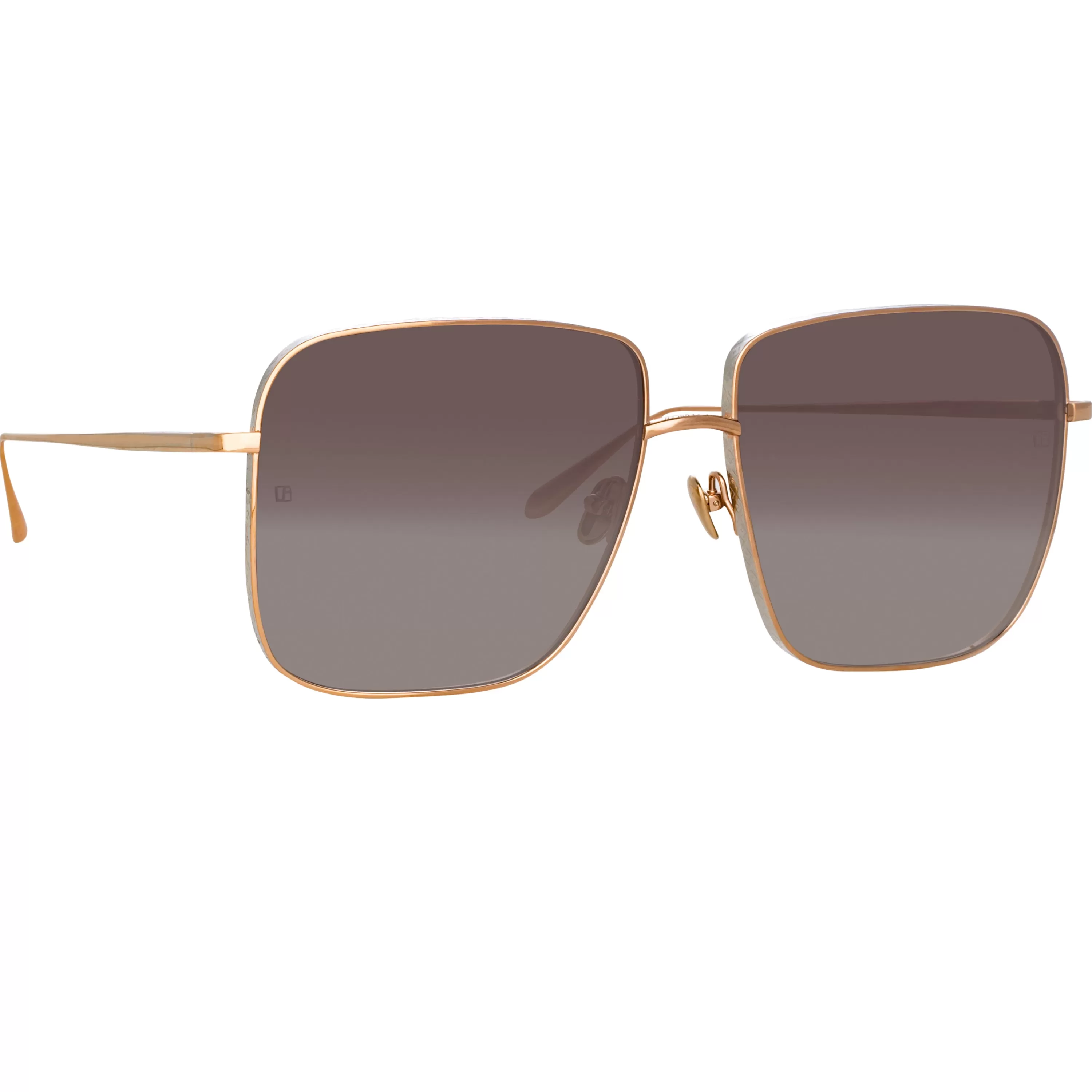 LINDA FARROW (U.K.) Andoa Squared Sunglasses in Rose Gold
