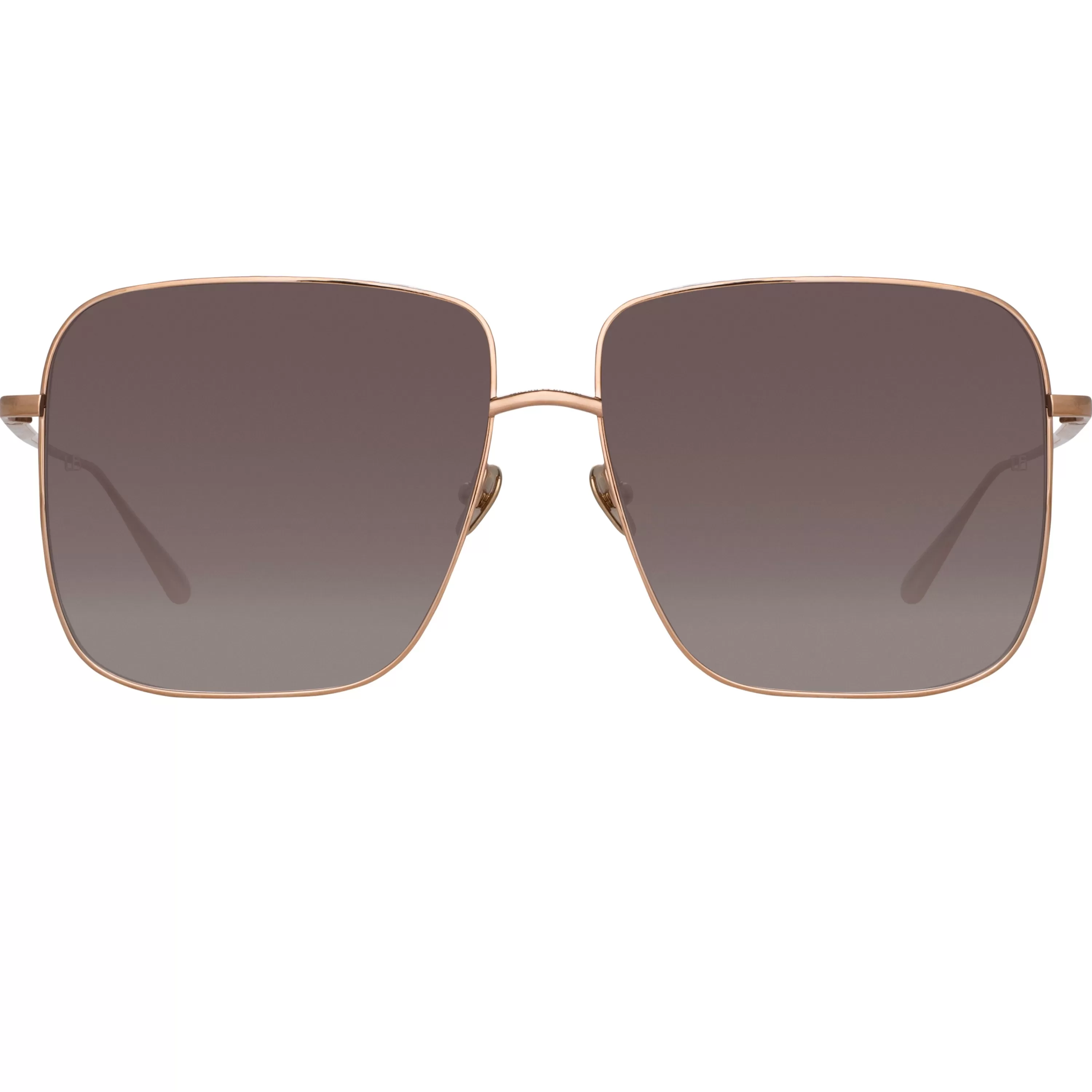 LINDA FARROW (U.K.) Andoa Squared Sunglasses in Rose Gold