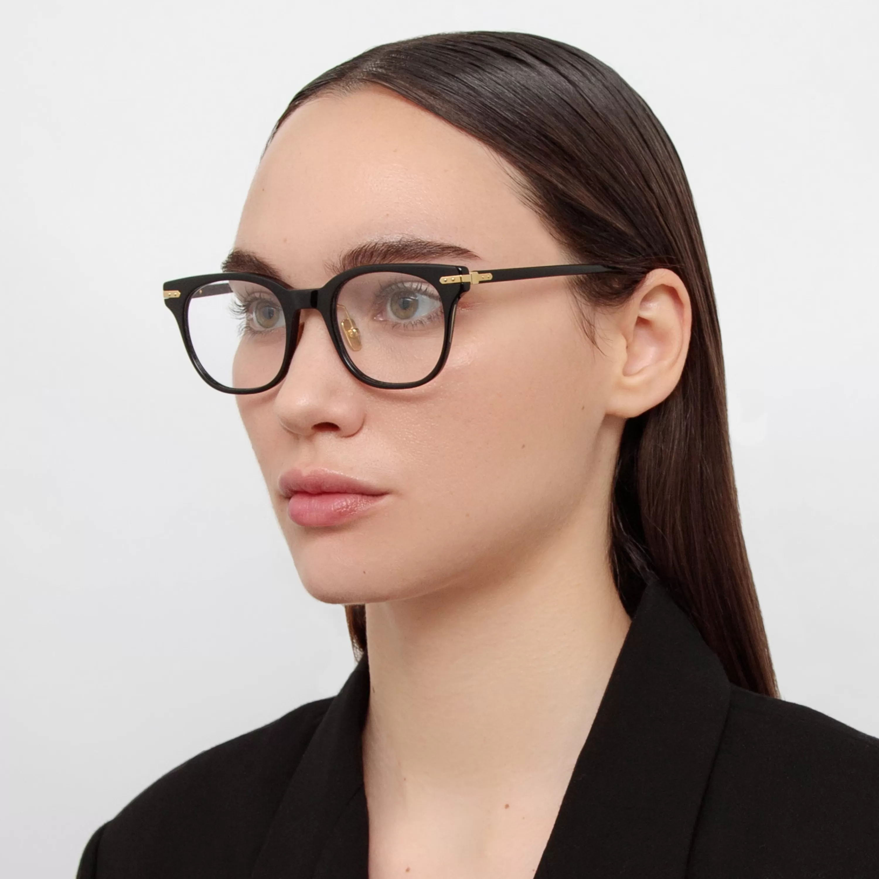 Women Linda Farrow Arch Optical D-Frame in Black (Asian Fit)