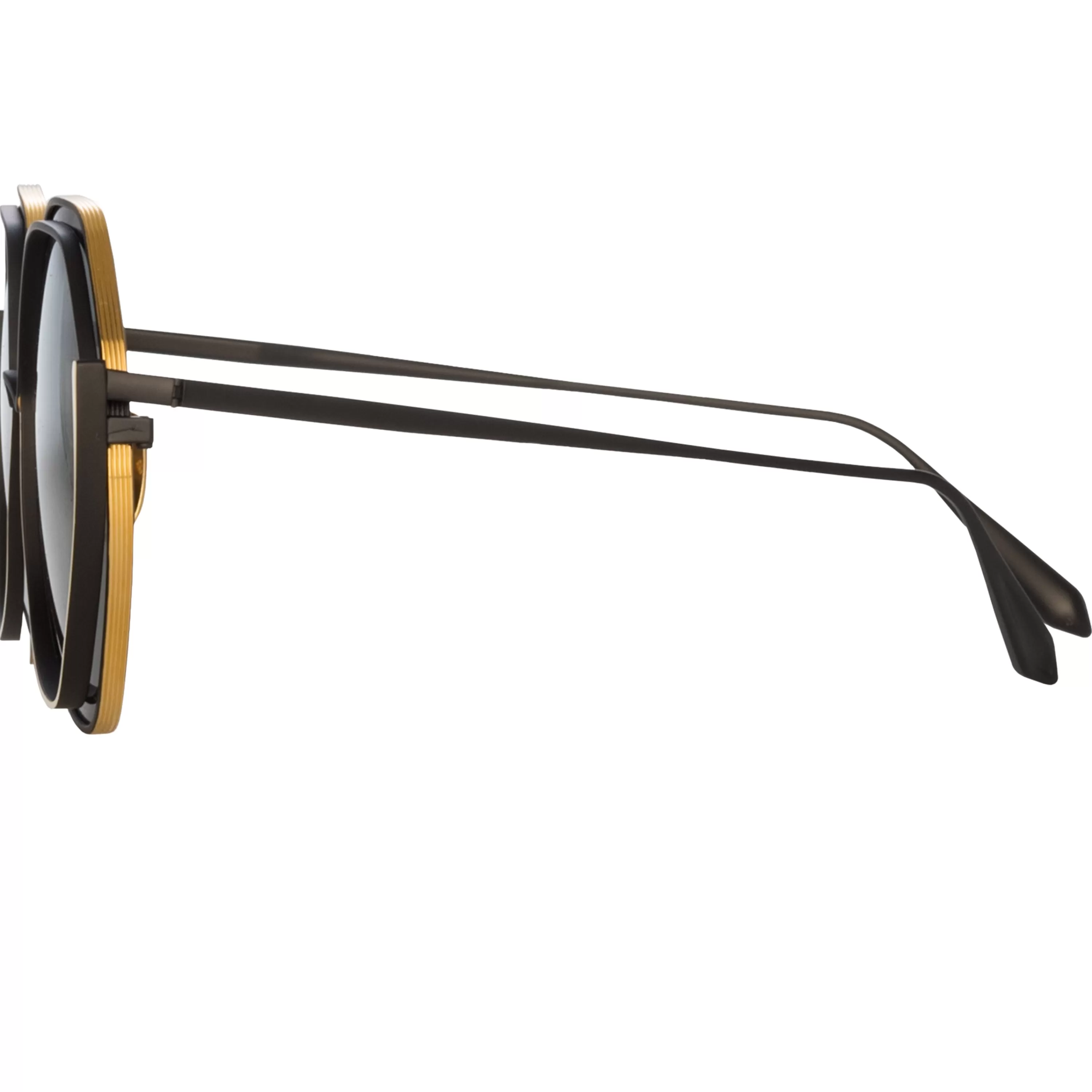 aspen_hexagon_sunglasses_in_matt_nickel_2.webp Women LINDA FARROW (U.K.) Aspen Hexagon Sunglasses in Matt Nickel