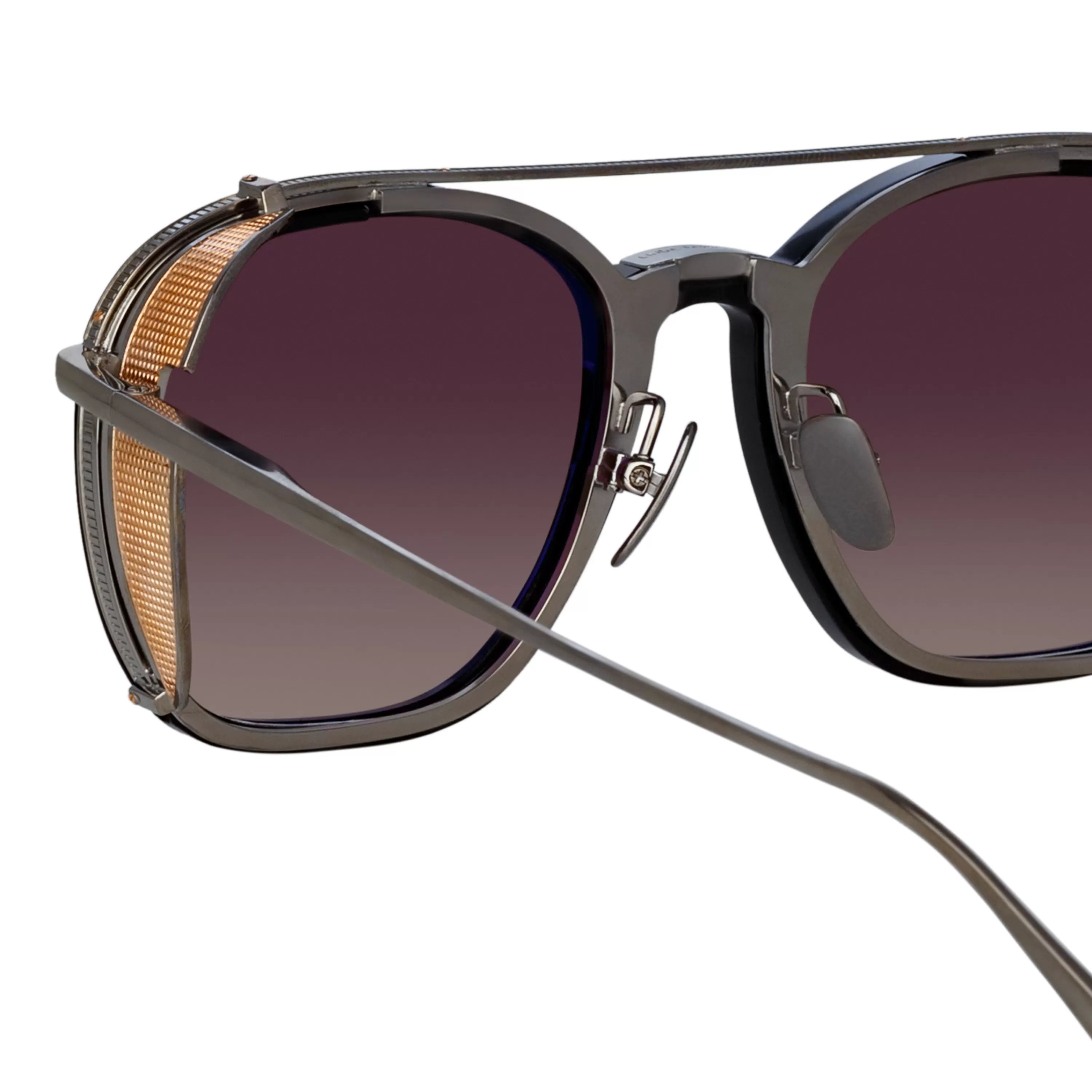 aston_square_sunglasses_in_white_gold_3.webp LINDA FARROW (U.K.) Aston Square Sunglasses in White Gold