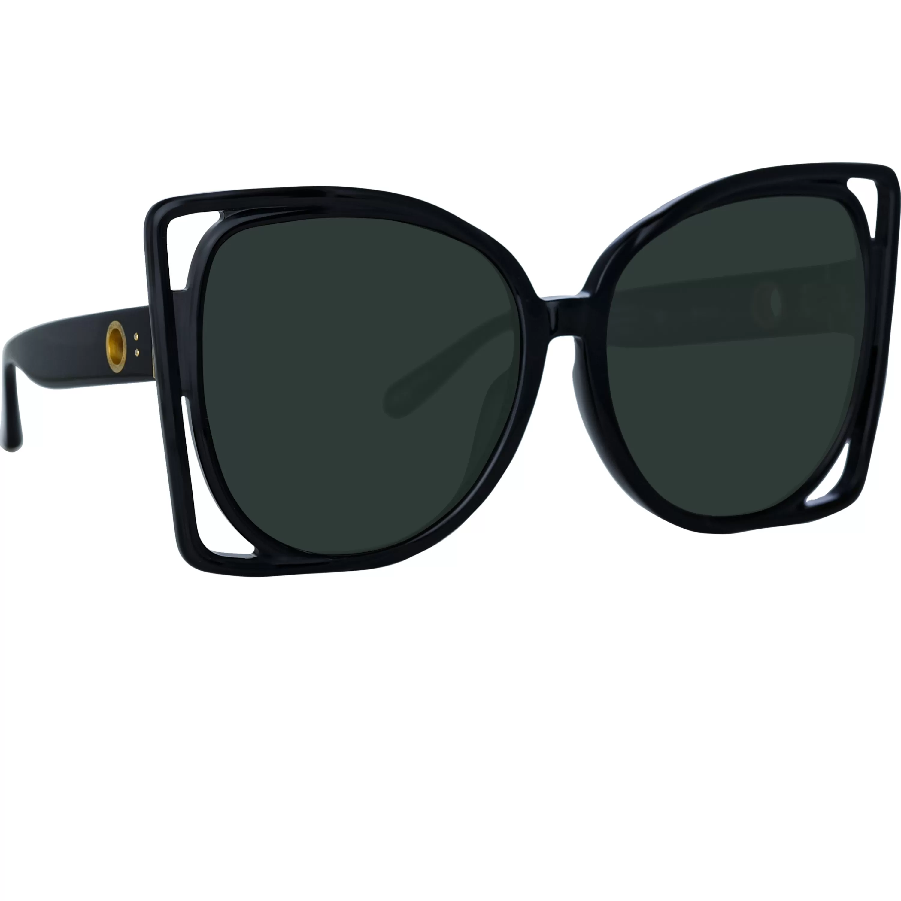 Women LINDA FARROW (U.K.) Astra Cat Eye Sunglasses in Black