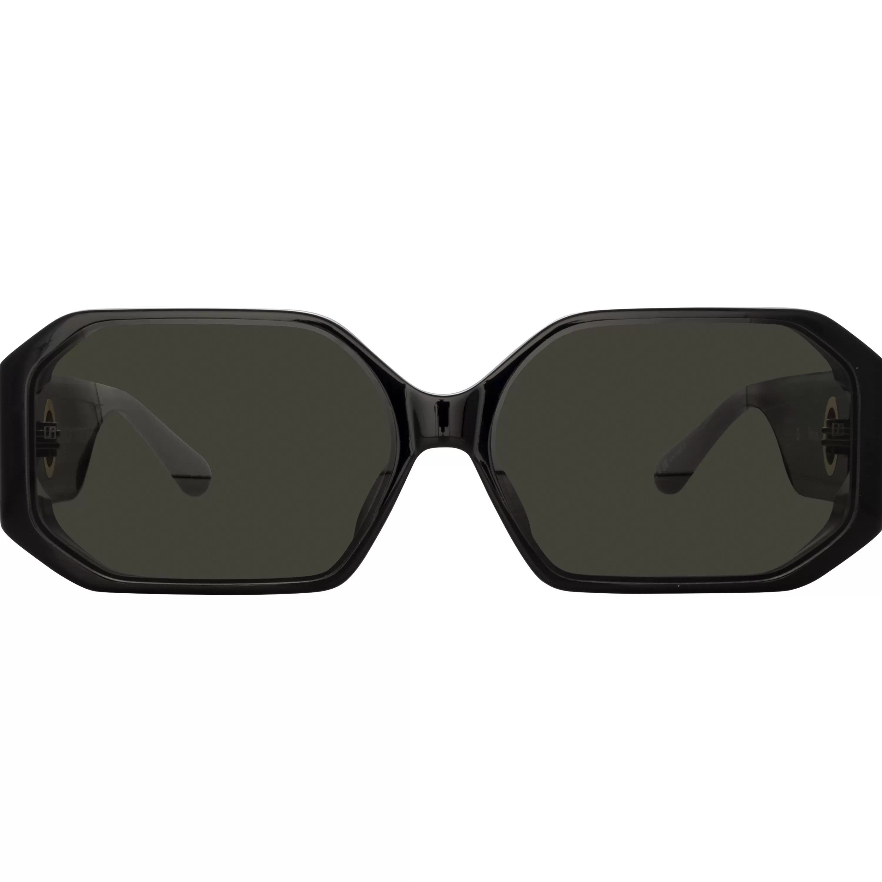 Women LINDA FARROW (U.K.) Bailey Angular Sunglasses in Black