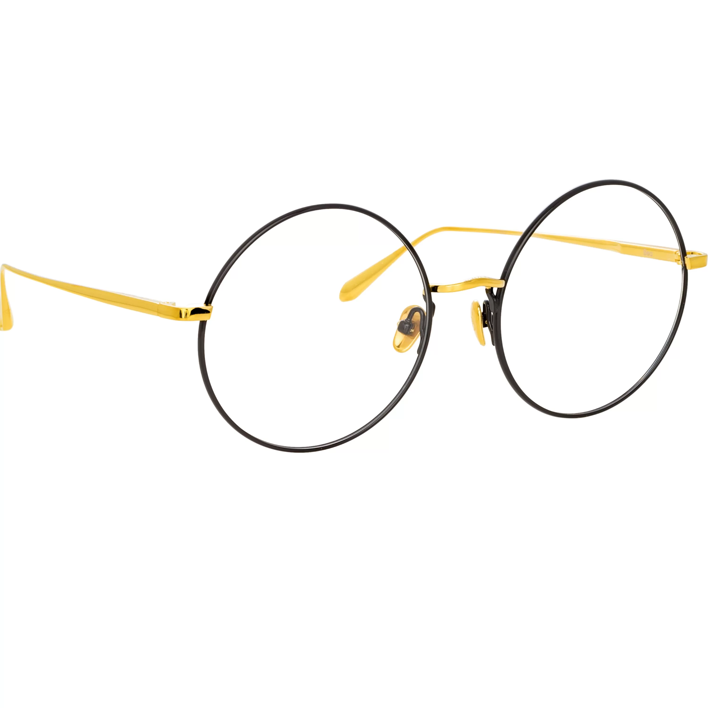 LINDA FARROW (U.K.) Bea Round Optical Frame in Yellow Gold