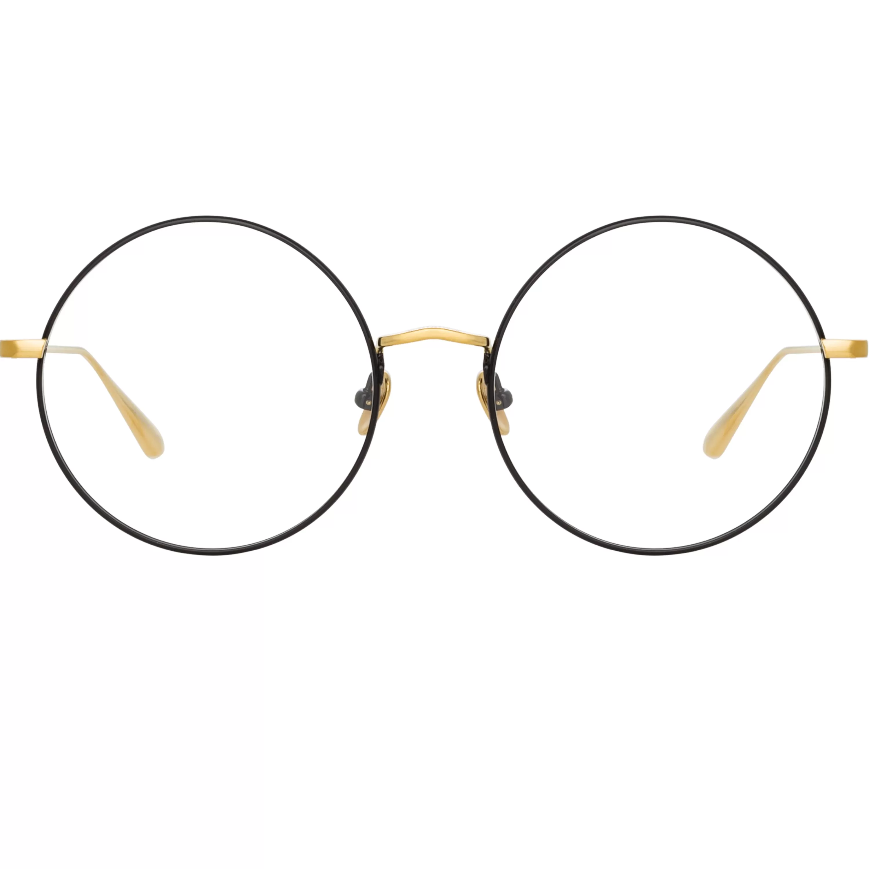 LINDA FARROW (U.K.) Bea Round Optical Frame in Yellow Gold