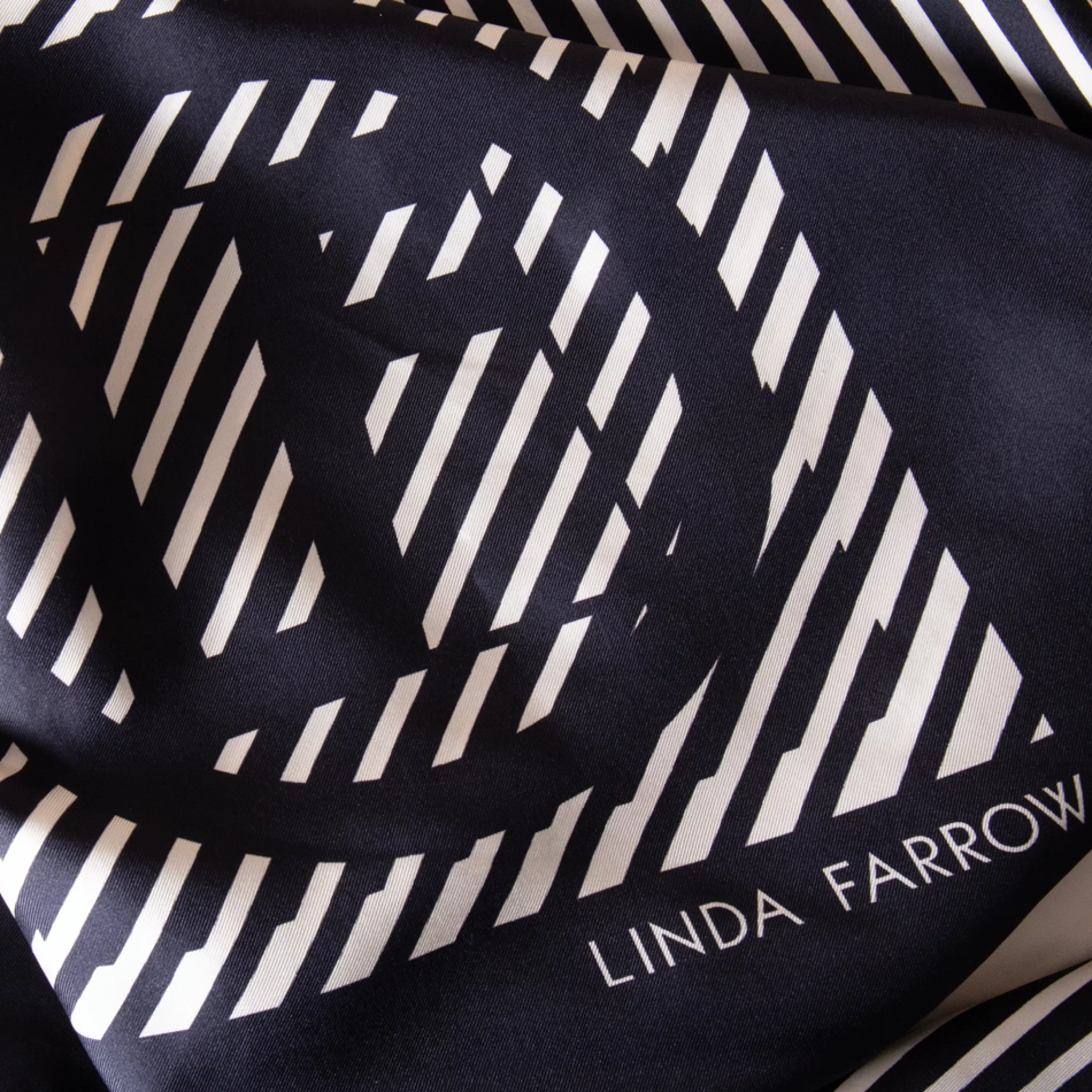 Linda Farrow Black and White Logo Check Scarf 135cm
