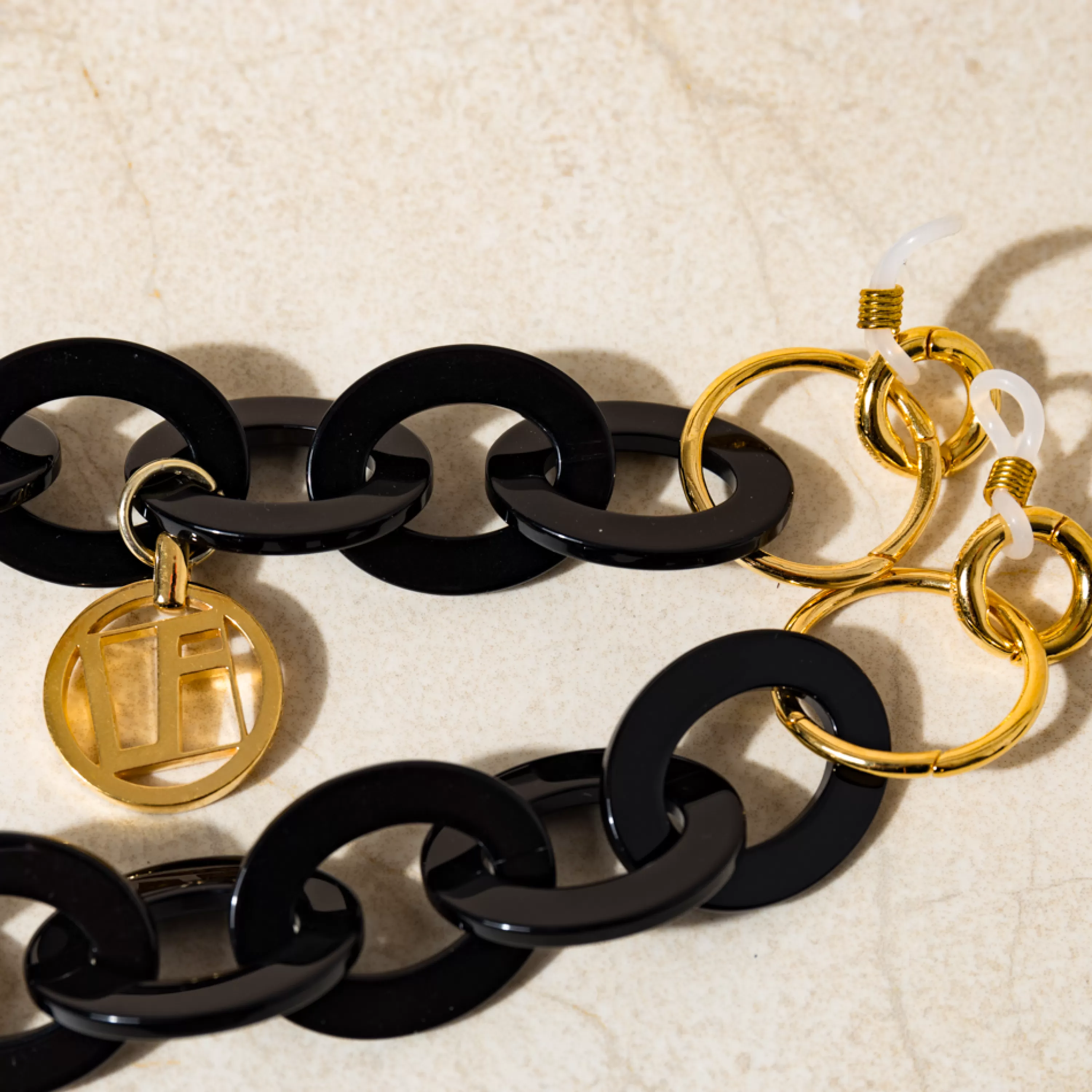 Linda Farrow Black Oval Link Acetate Chain