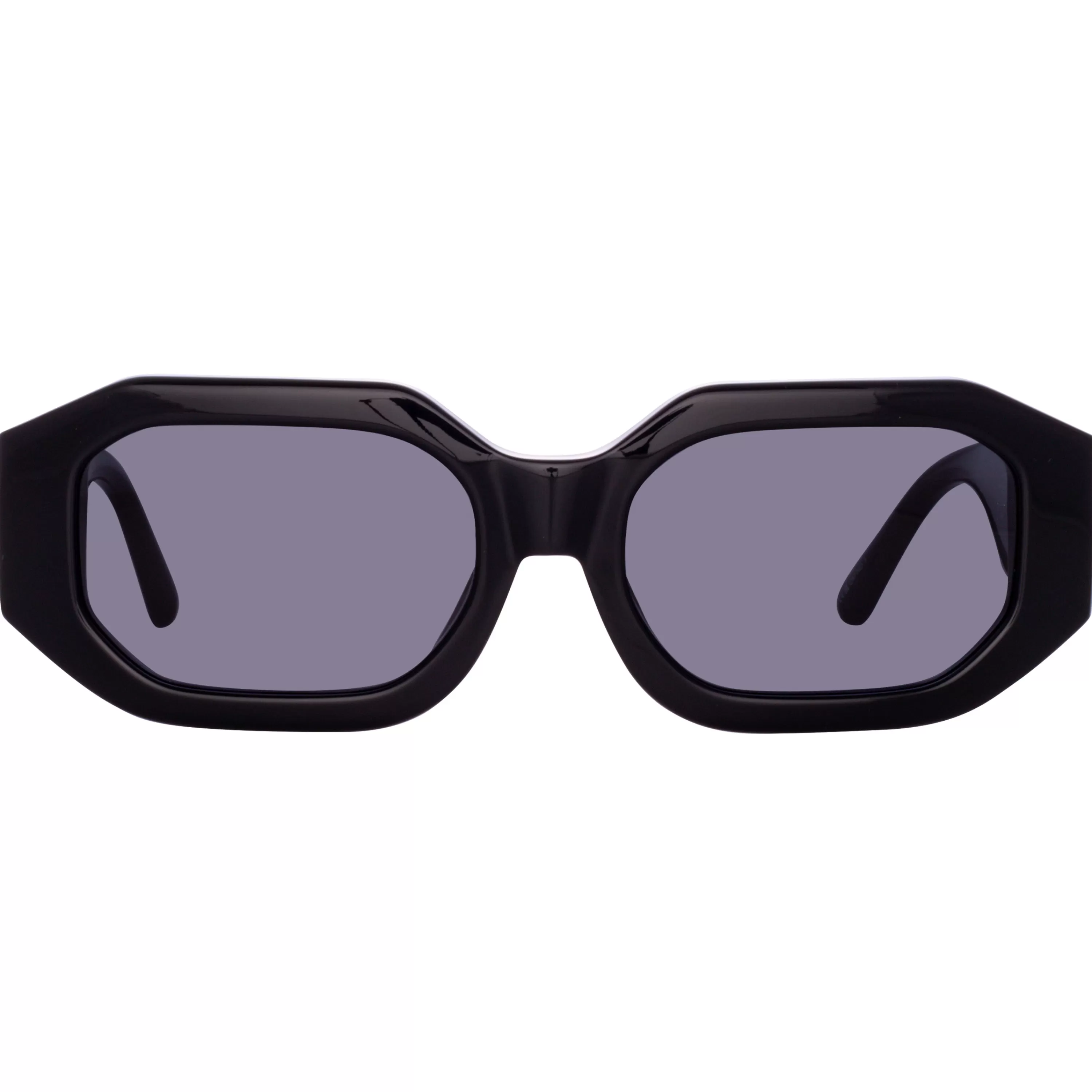 LINDA FARROW (U.K.) Blake Angular Sunglasses in Black
