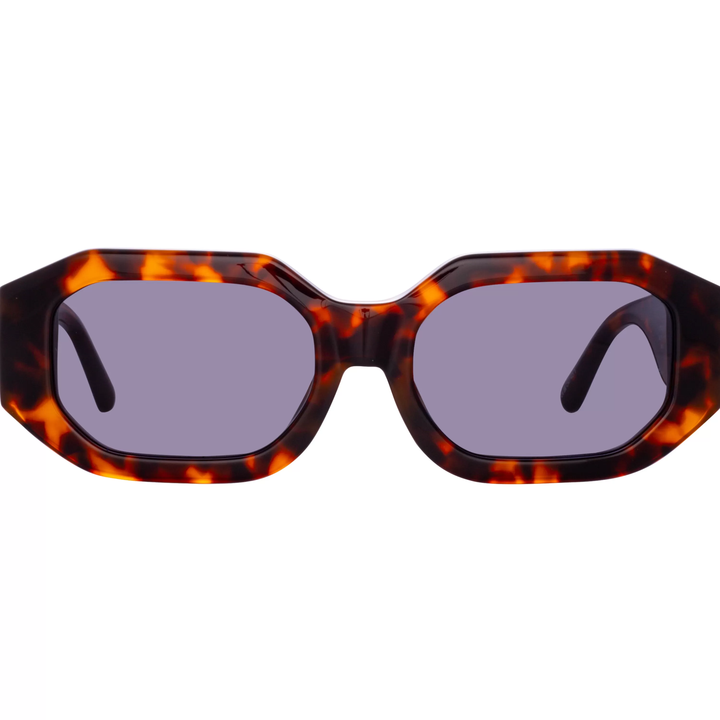 LINDA FARROW (U.K.) Blake Angular Sunglasses in Tortoiseshell