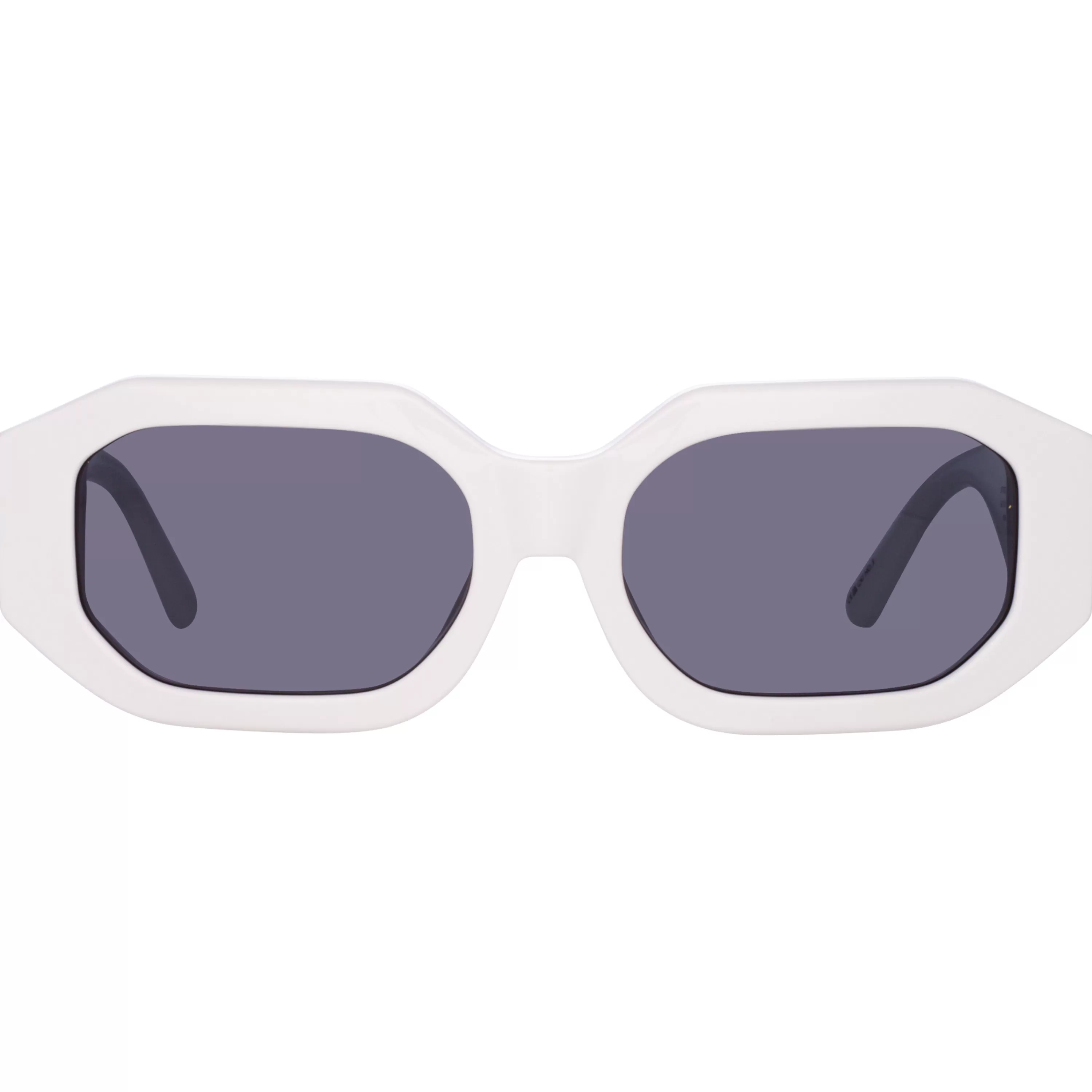 LINDA FARROW (U.K.) Blake Angular Sunglasses in White