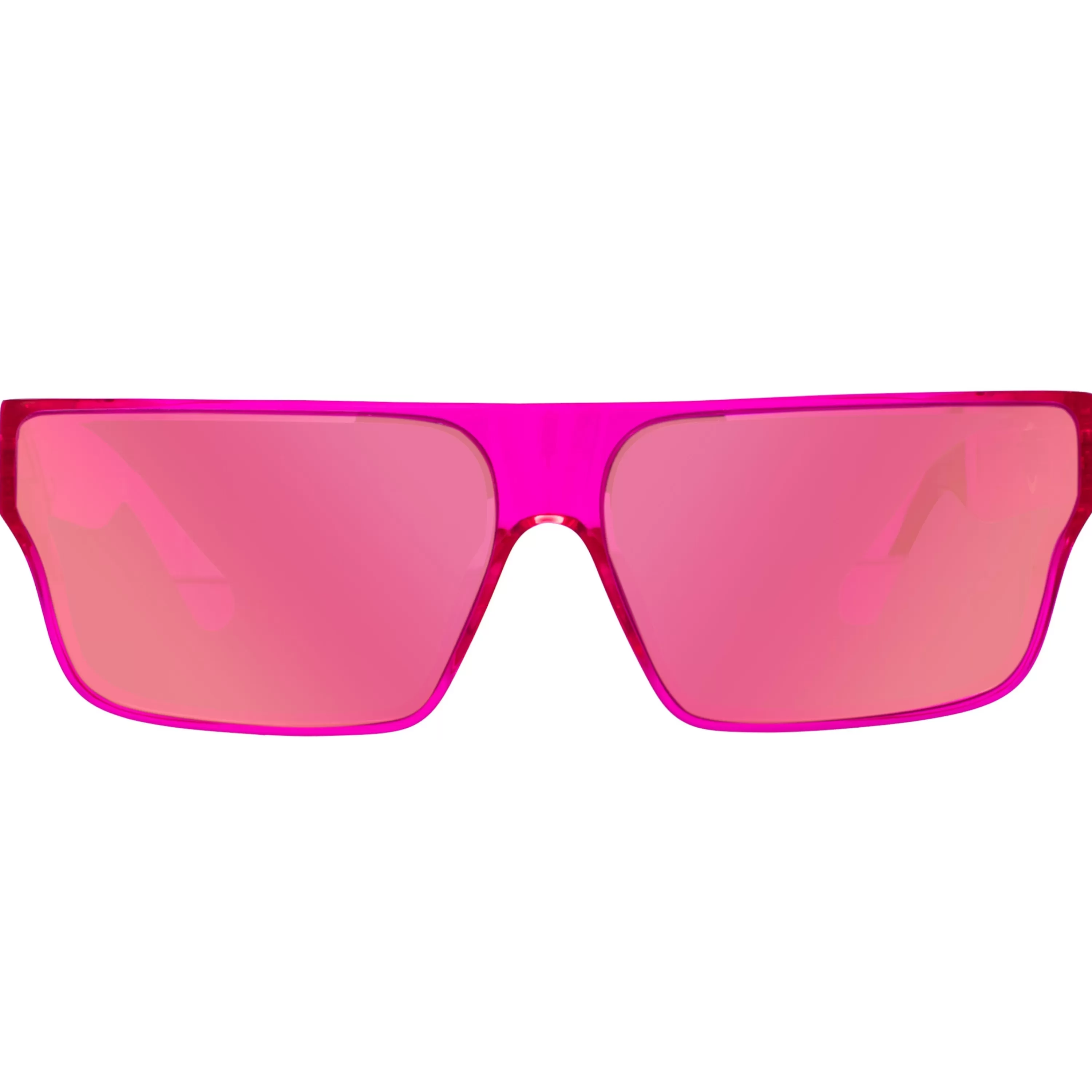 Women LINDA FARROW (U.K.) Brady Flat Top Sunglasses in Neon Pink