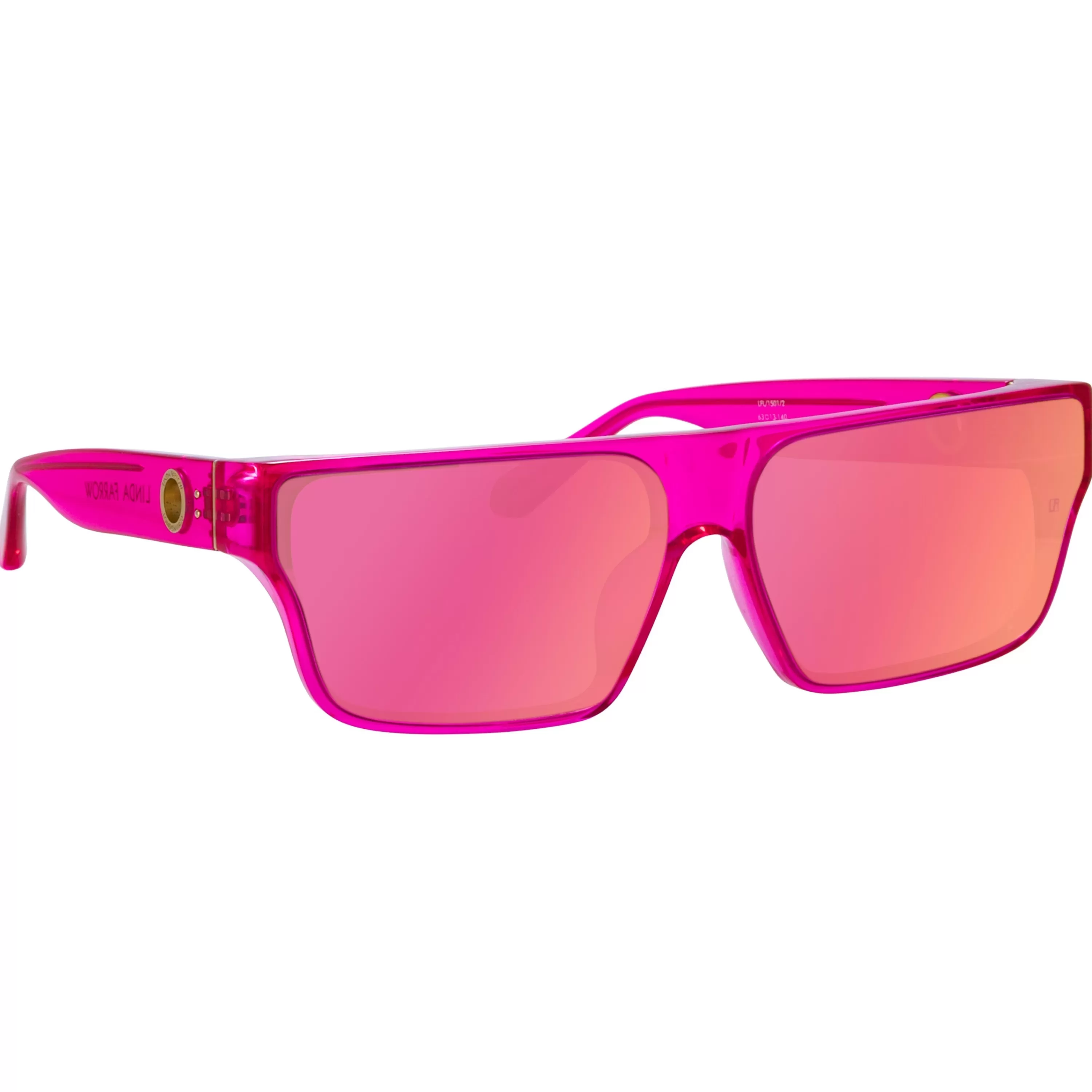 brady_flat_top_sunglasses_in_neon_pink_2.webp Women LINDA FARROW (U.K.) Brady Flat Top Sunglasses in Neon Pink
