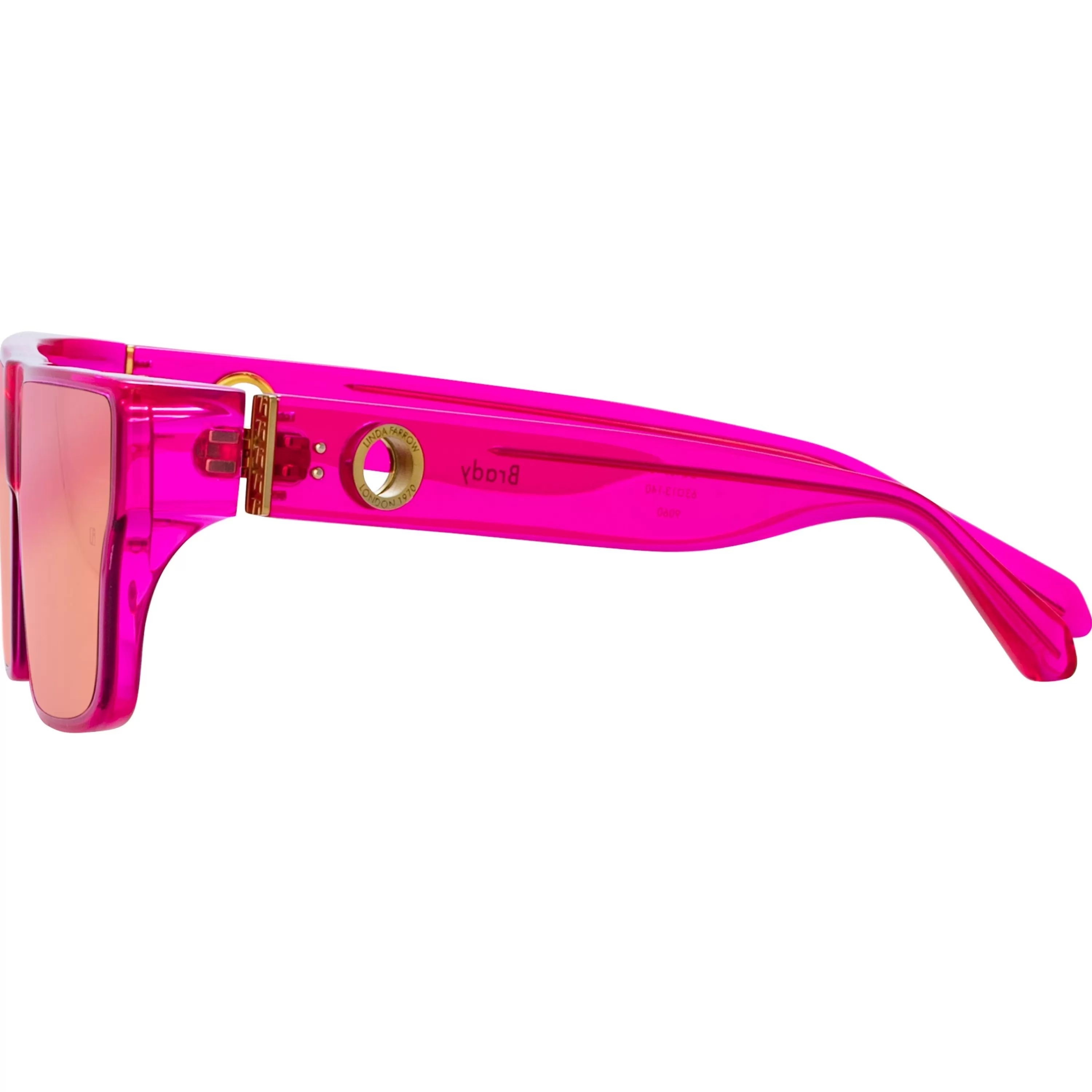 brady_flat_top_sunglasses_in_neon_pink_3.webp Women LINDA FARROW (U.K.) Brady Flat Top Sunglasses in Neon Pink