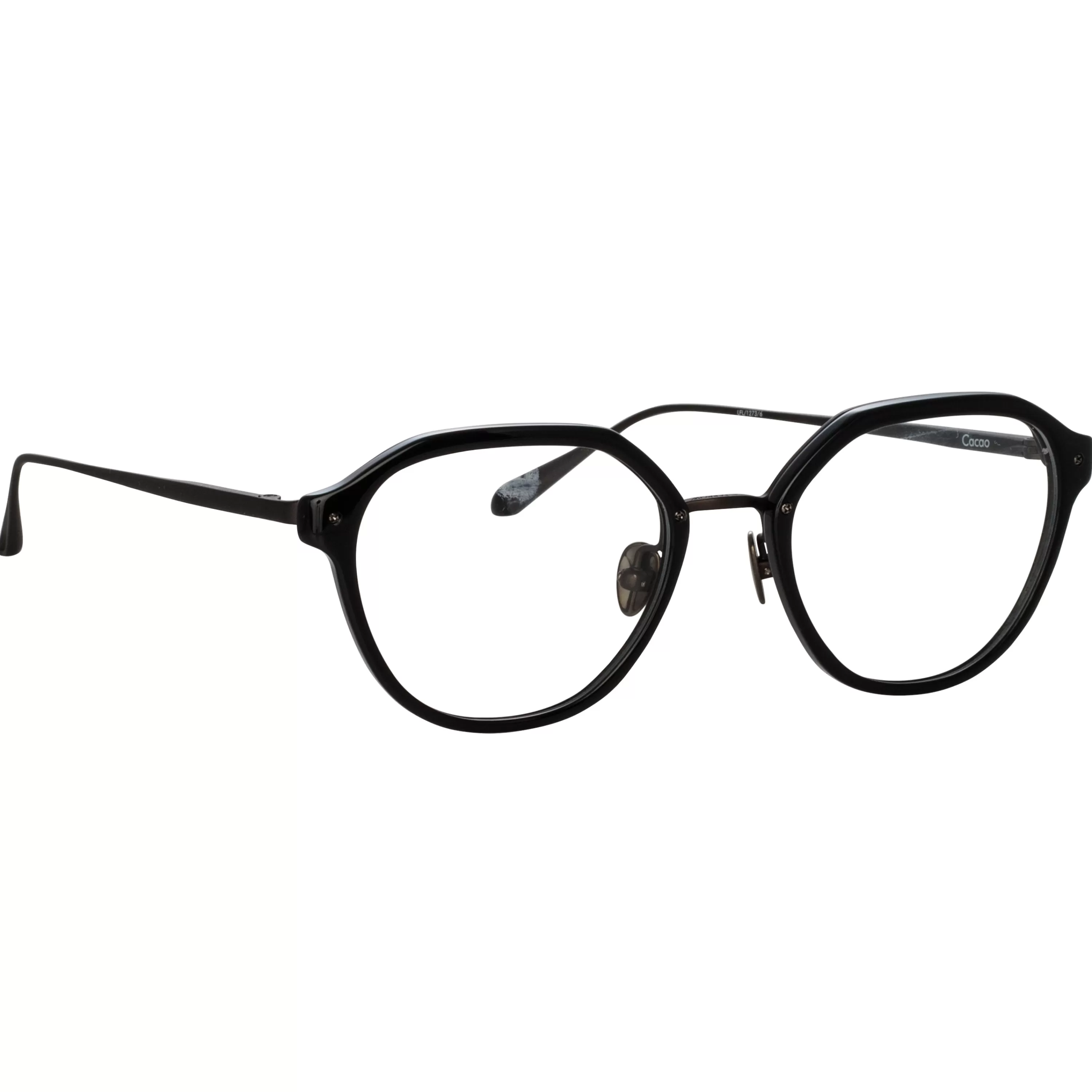 cacao_angular_optical_frames_in_black_and_nickel_2.webp LINDA FARROW (U.K.) Cacao Angular Optical Frames in Black and Nickel