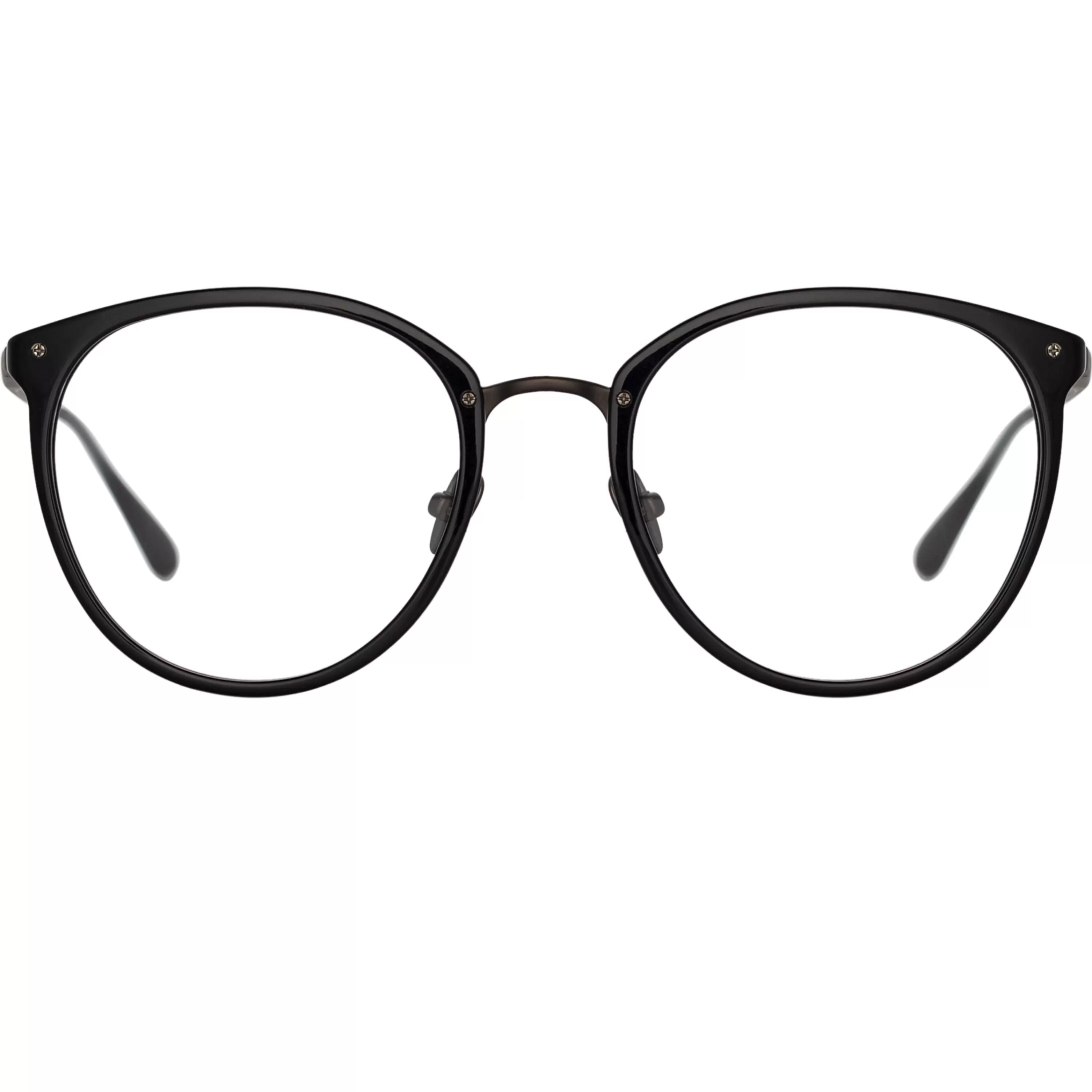 Linda Farrow Calthorpe Oval Optical Frame in Black and Nickel