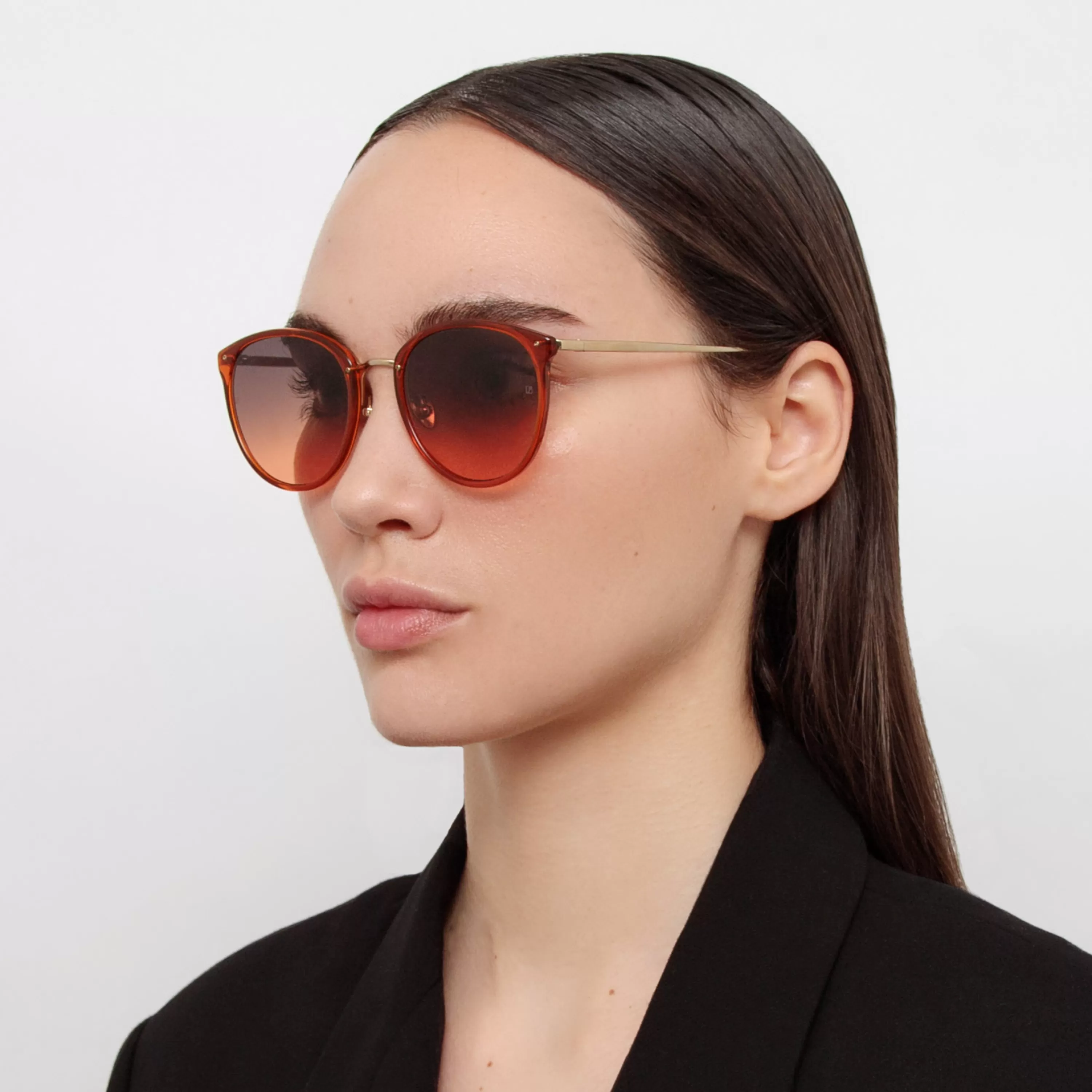 Women Linda Farrow Calthorpe Oval Sunglasses in Orange