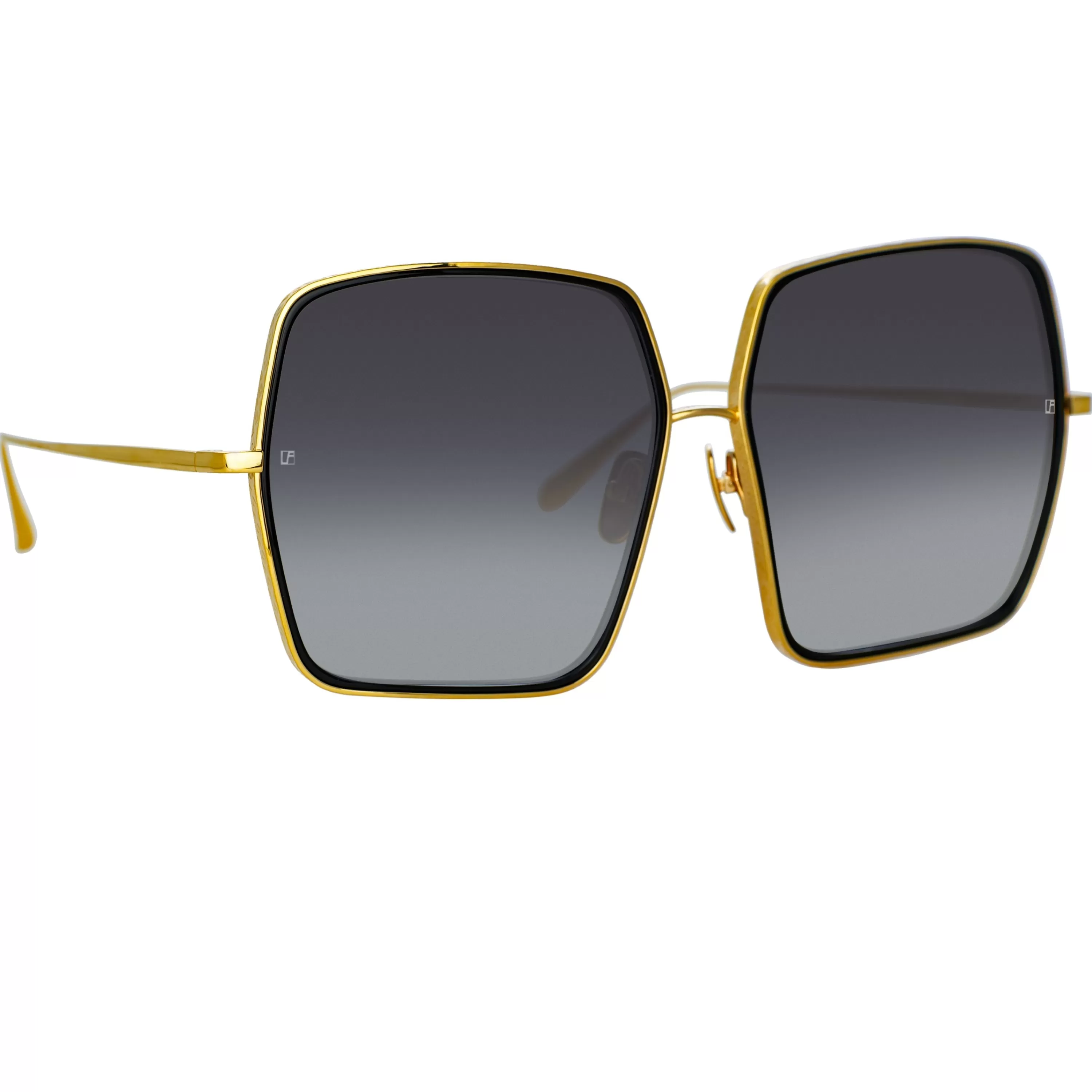 LINDA FARROW (U.K.) Camaro Oversized Sunglasses in Yellow Gold