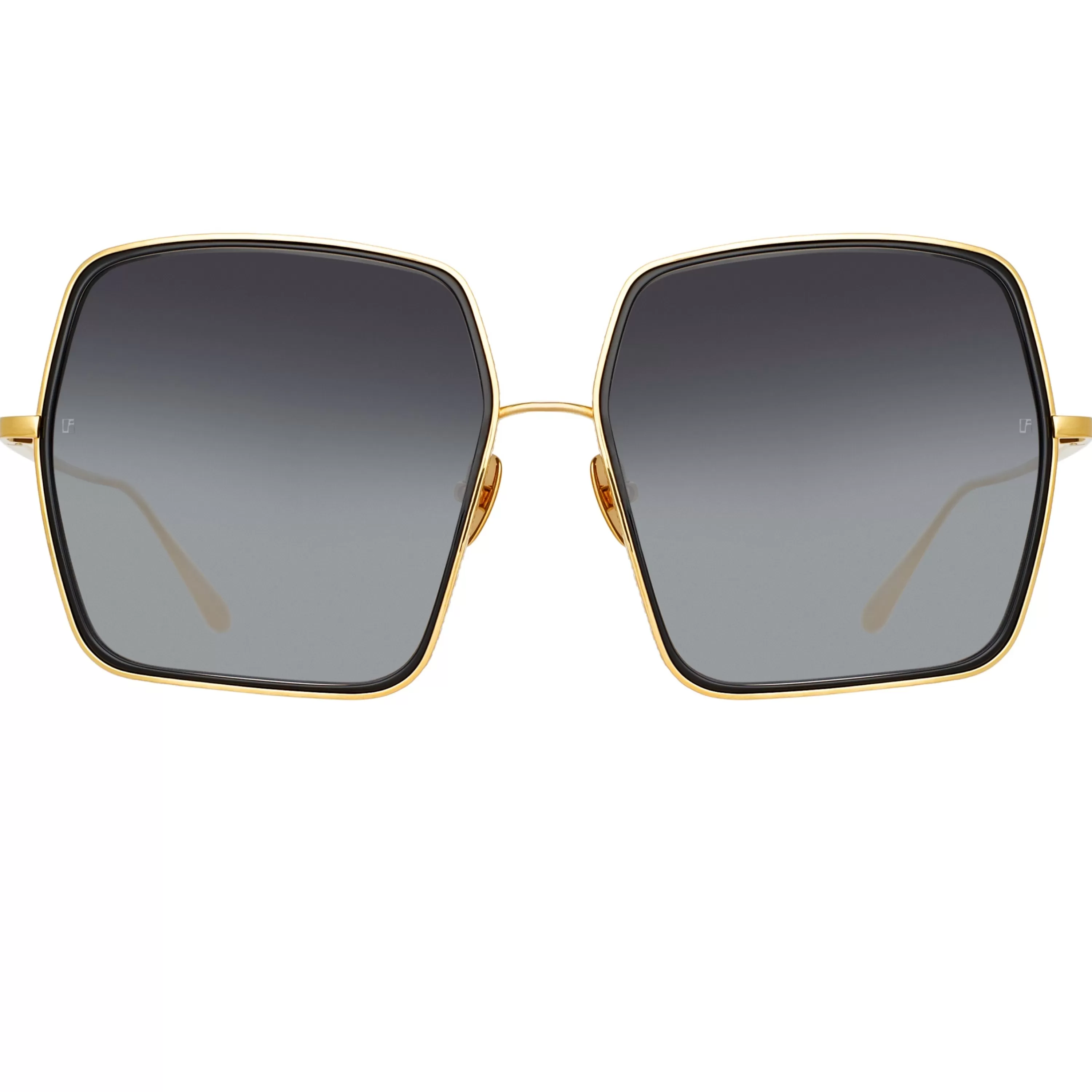 LINDA FARROW (U.K.) Camaro Oversized Sunglasses in Yellow Gold