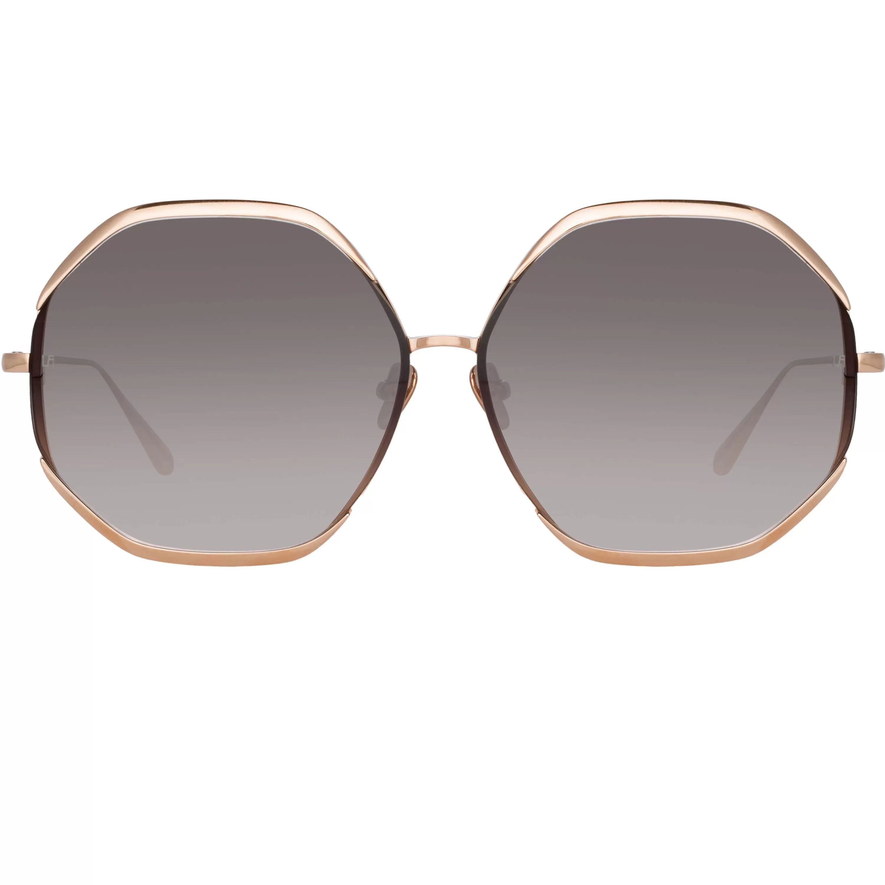LINDA FARROW (U.K.) Camila Oversized Sunglasses in Rose Gold