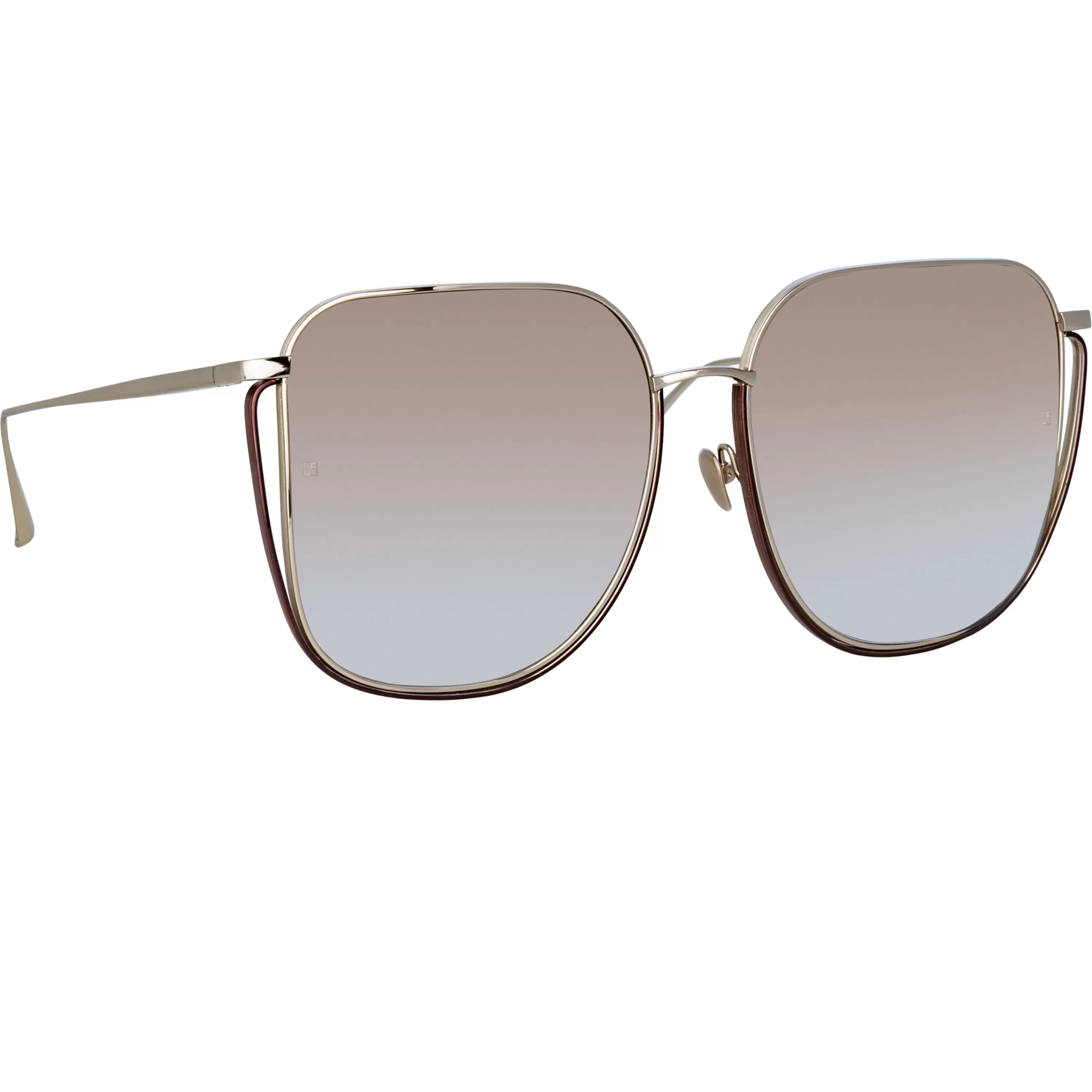 LINDA FARROW (U.K.) Camry Oversized Sunglasses in Light Gold