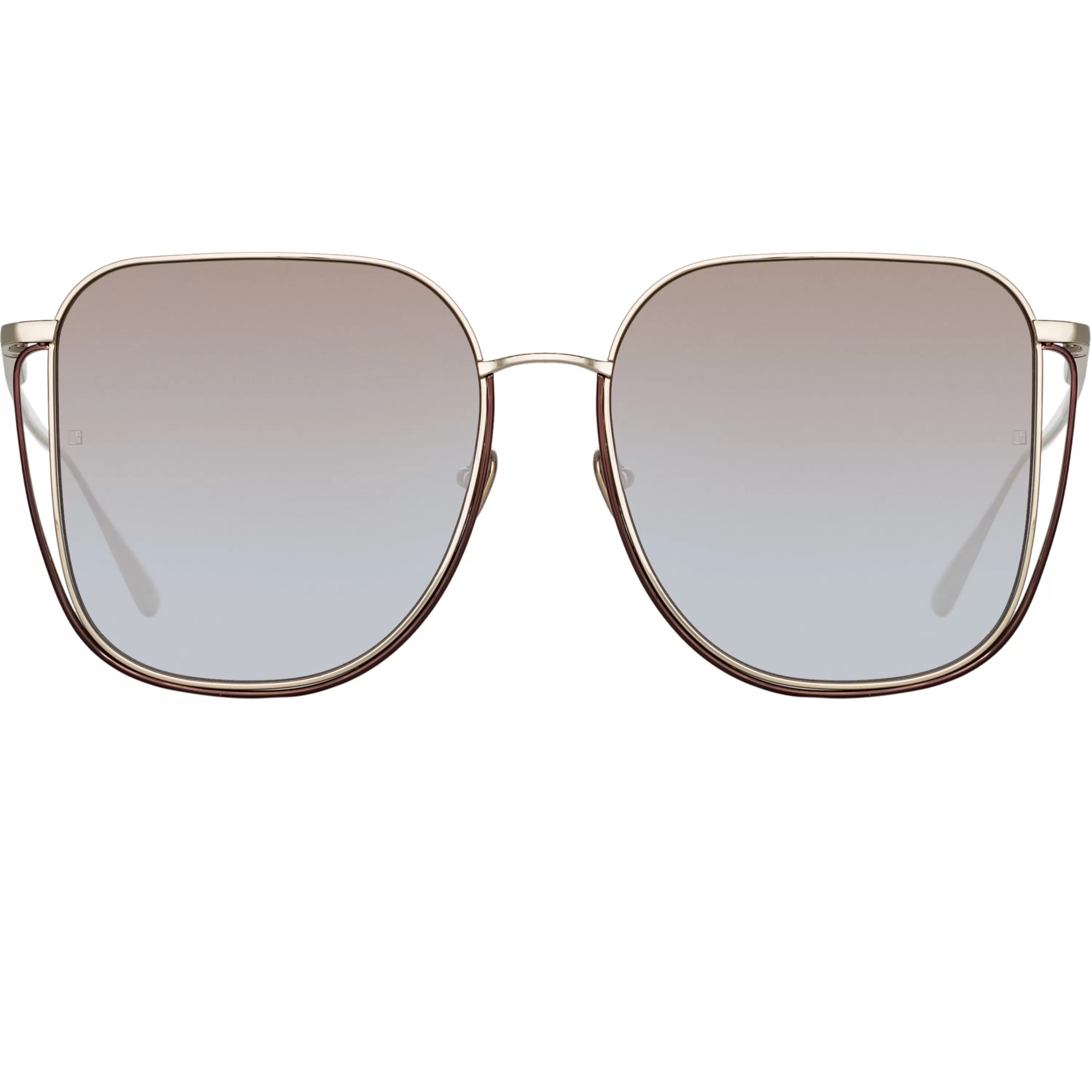 LINDA FARROW (U.K.) Camry Oversized Sunglasses in Light Gold