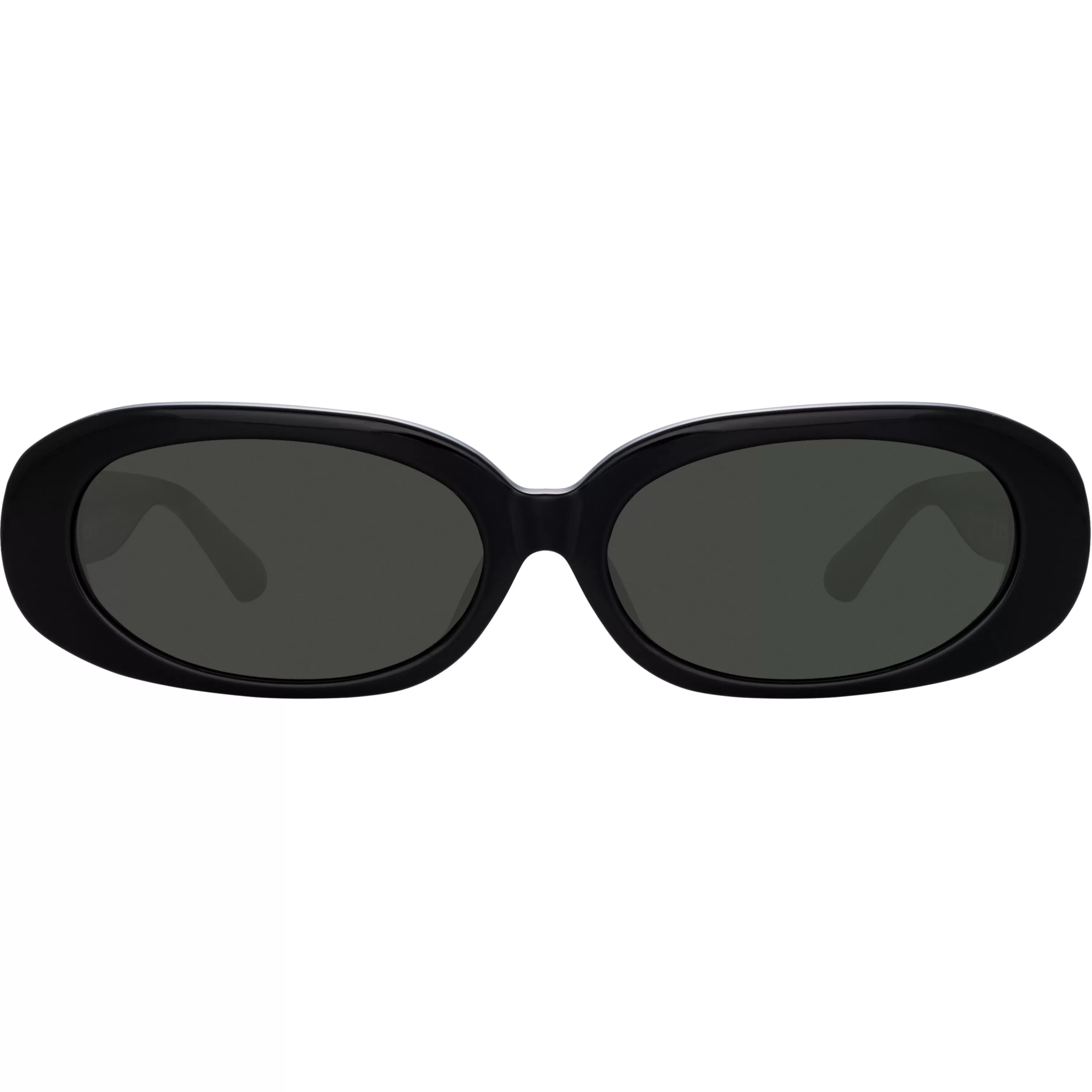 LINDA FARROW (U.K.) Cara Oval Sunglasses in Black