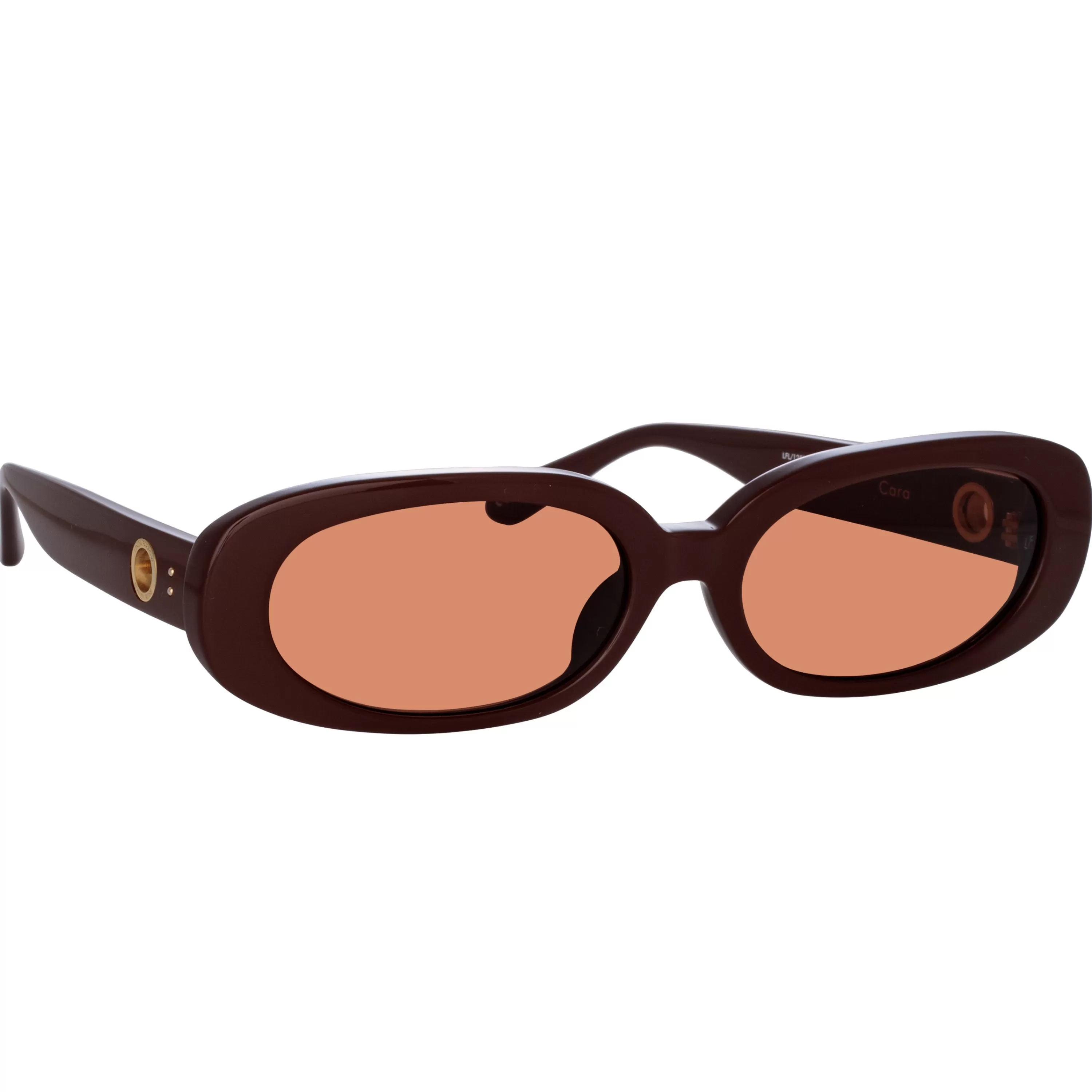 LINDA FARROW (U.K.) Cara Oval Sunglasses in Brown