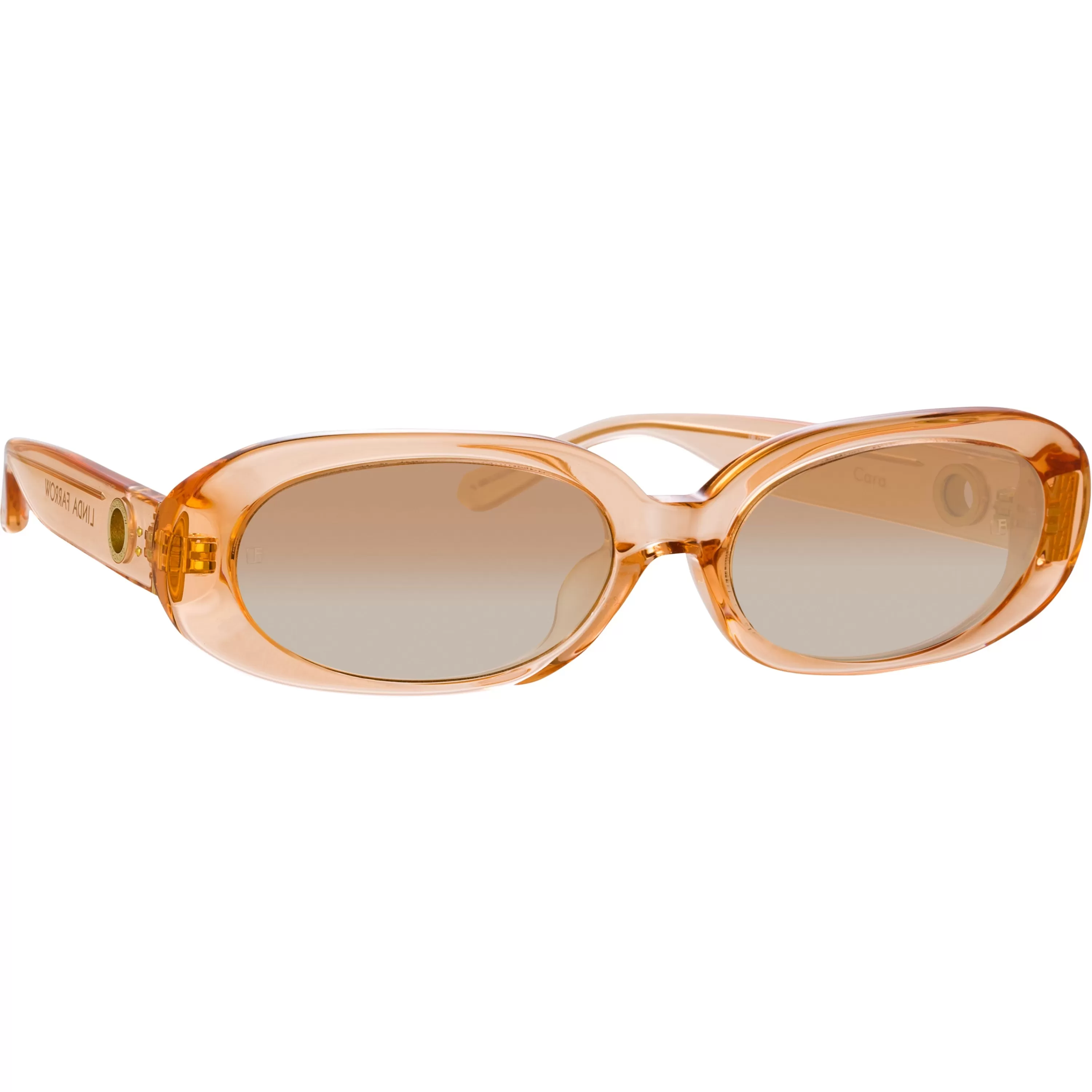 LINDA FARROW (U.K.) Cara Oval Sunglasses in Peach