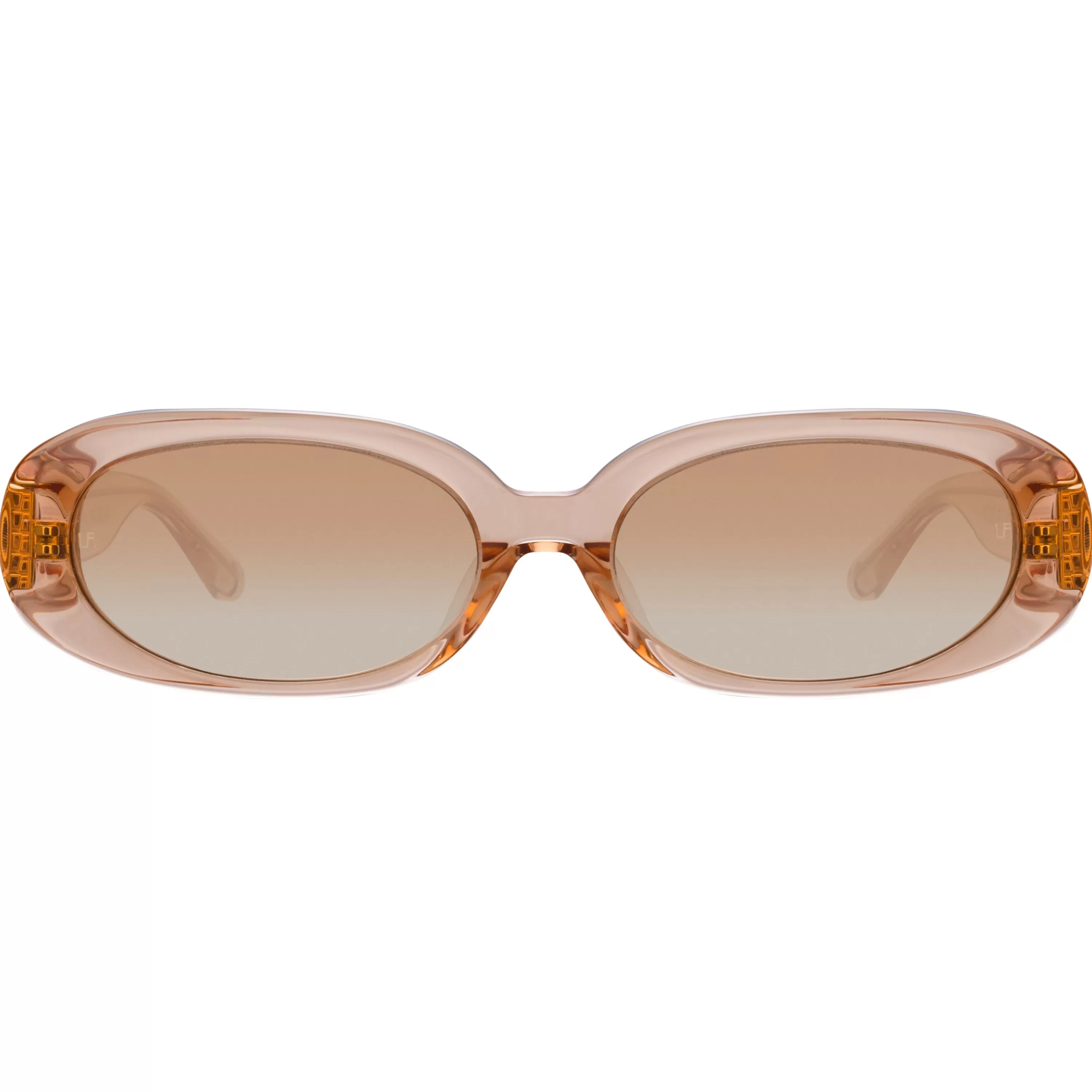 LINDA FARROW (U.K.) Cara Oval Sunglasses in Peach