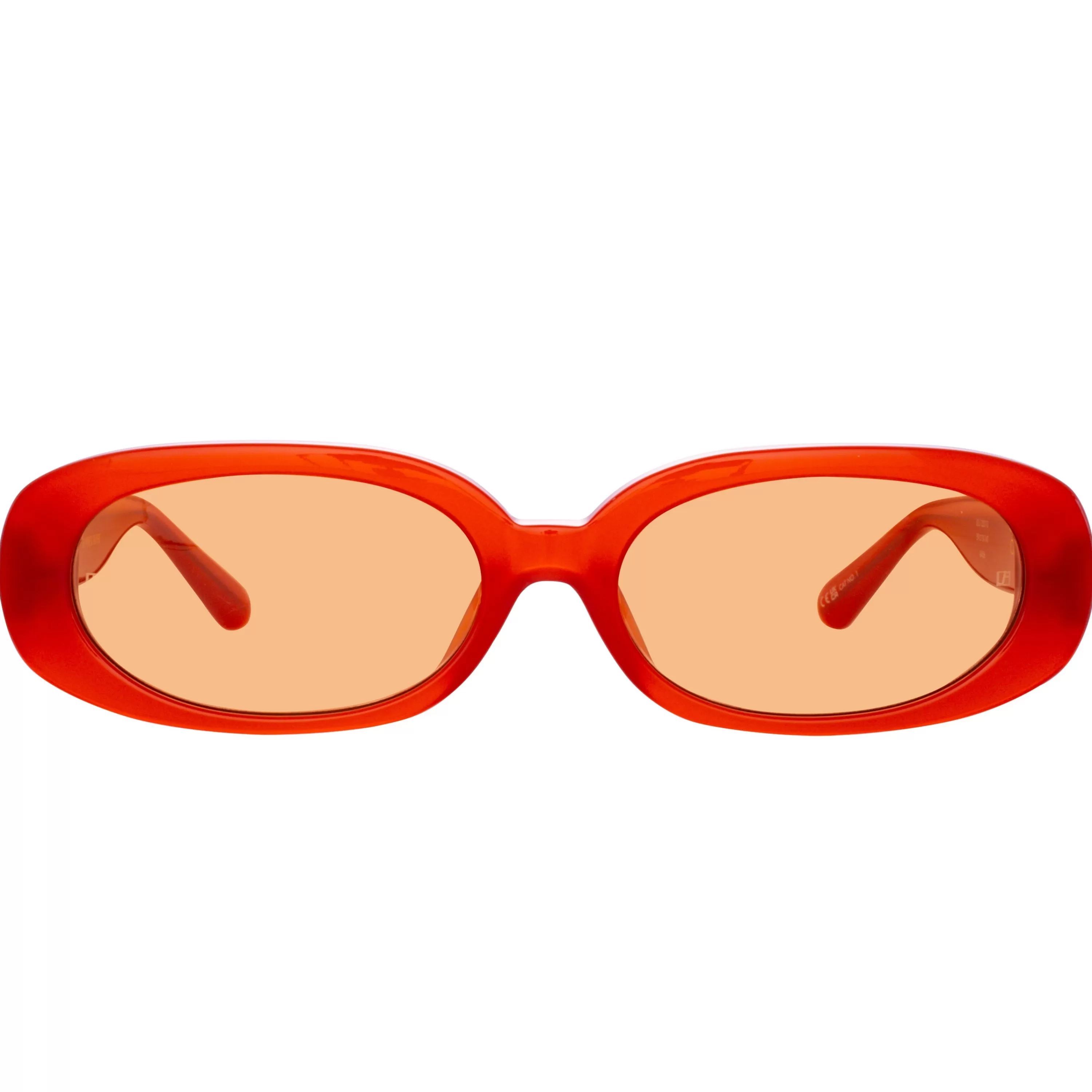 LINDA FARROW (U.K.) Cara Oval Sunglasses in Terracotta