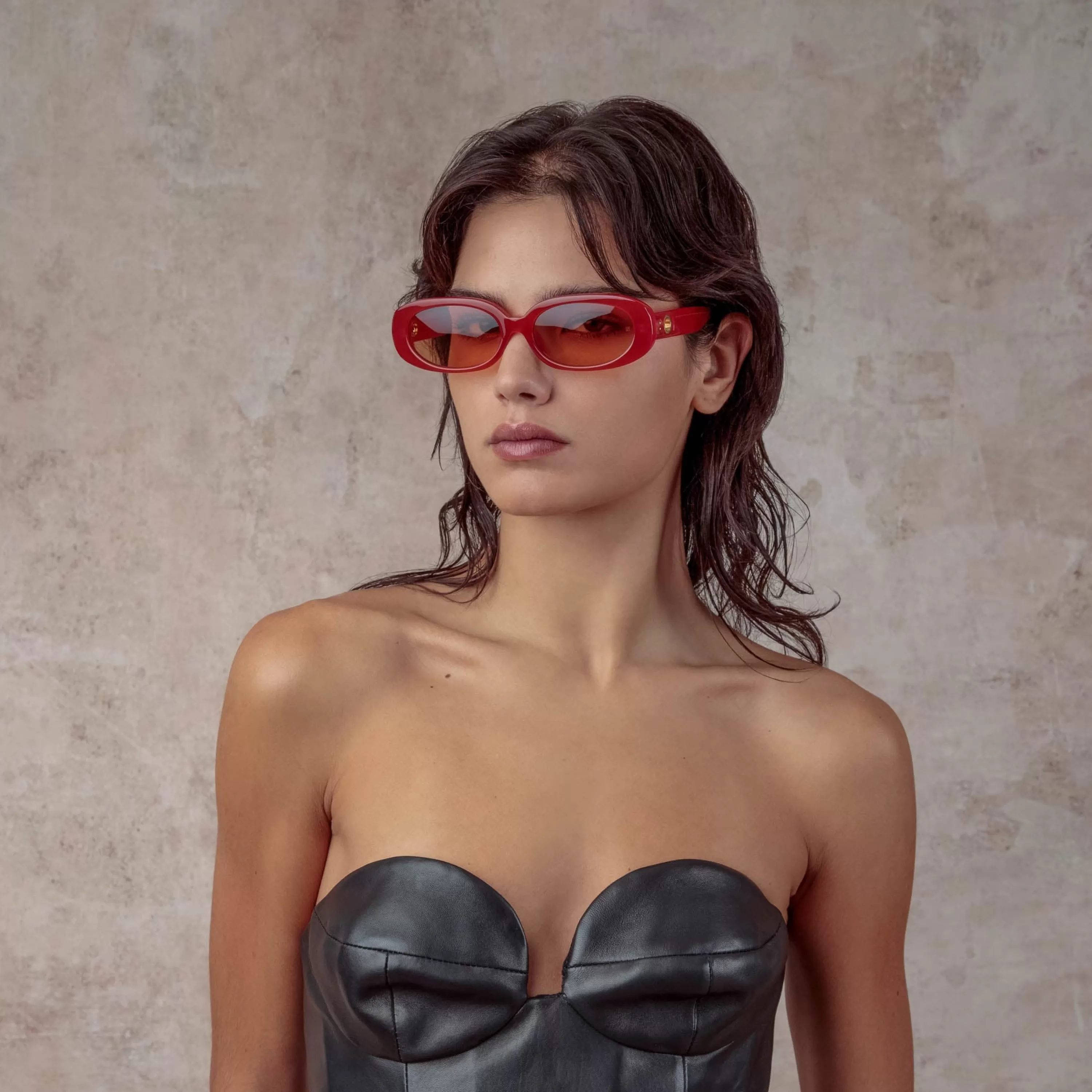 cara_oval_sunglasses_in_terracotta_2.webp LINDA FARROW (U.K.) Cara Oval Sunglasses in Terracotta