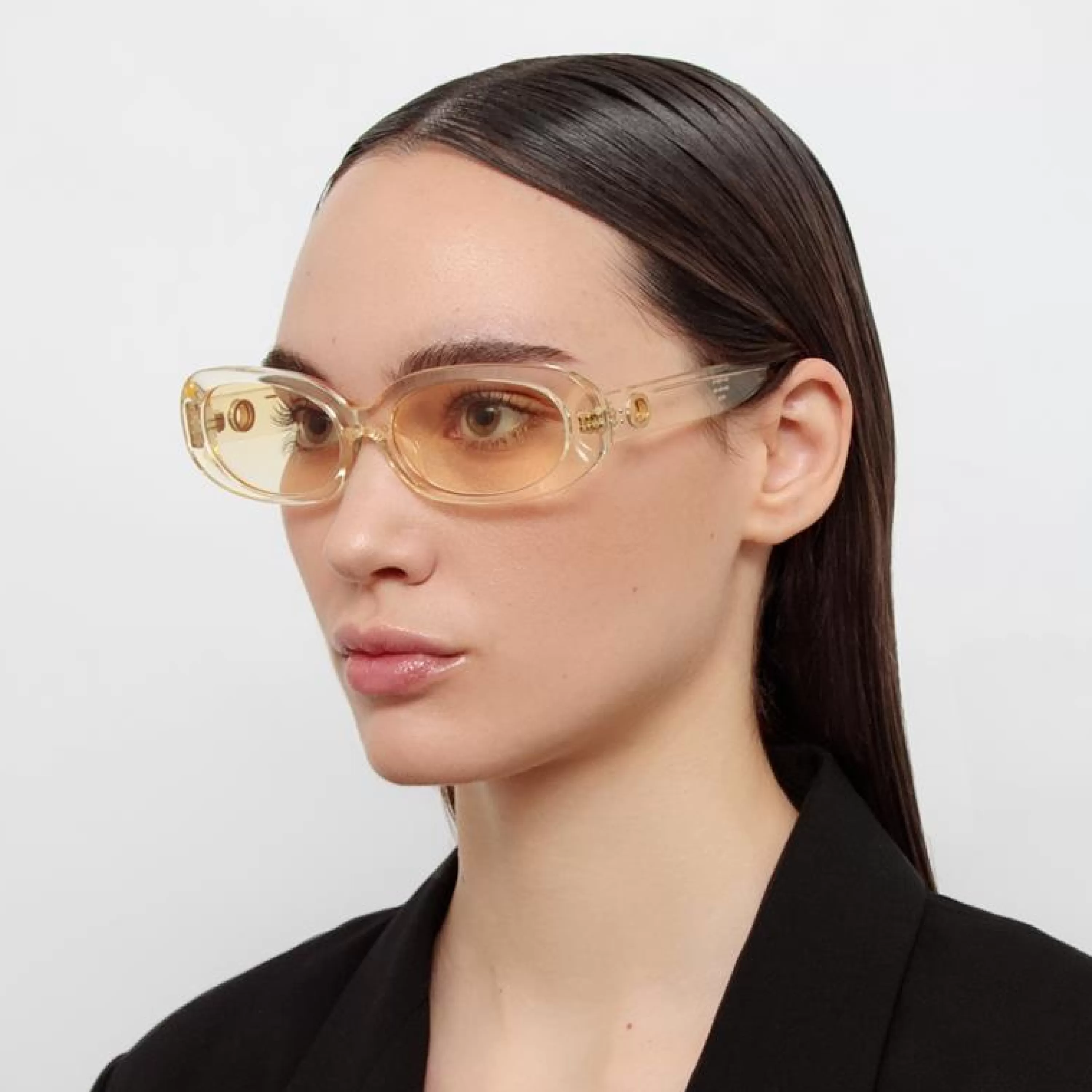 Women LINDA FARROW (U.K.) Cara Oval Sunglasses in Yellow