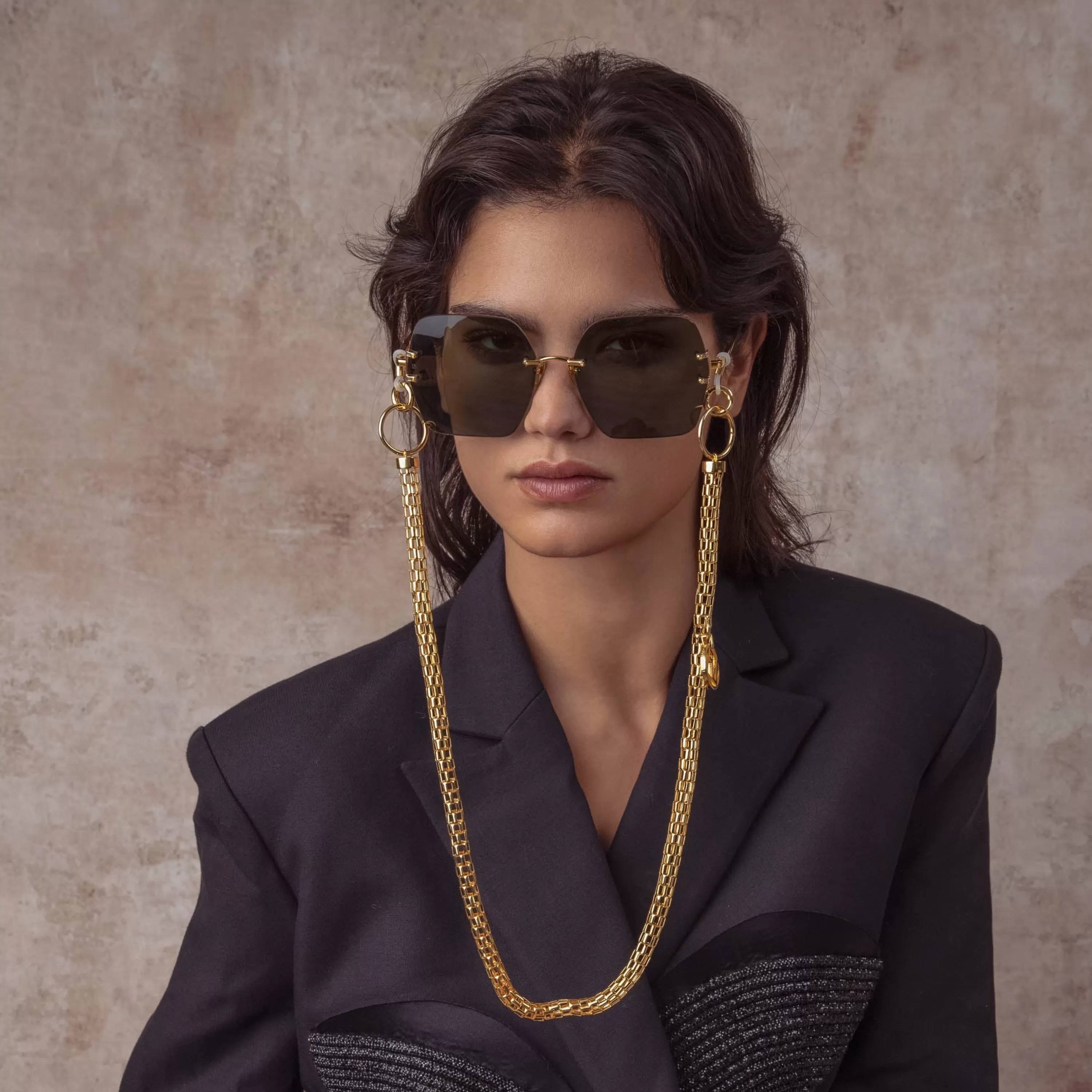 Women LINDA FARROW (U.K.) Carina Oversized Sunglasses in Yellow Gold