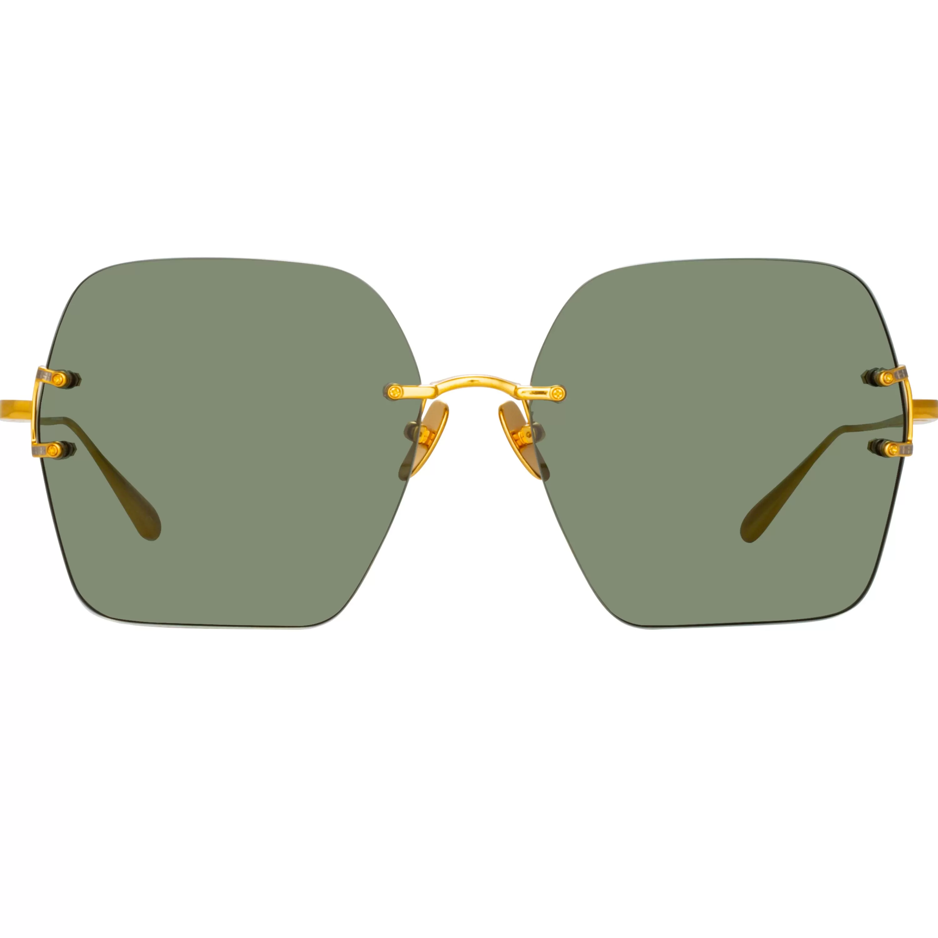 Women LINDA FARROW (U.K.) Carina Oversized Sunglasses in Yellow Gold