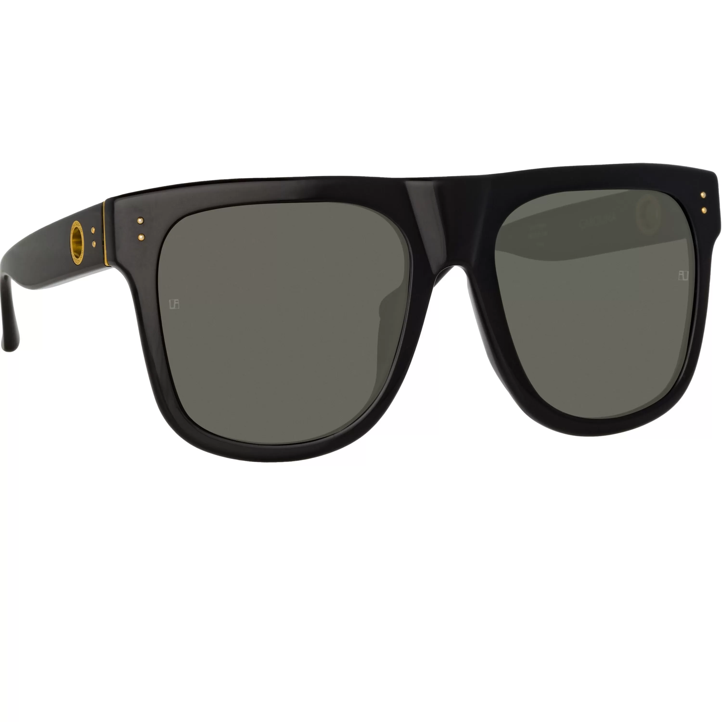 LINDA FARROW (U.K.) Carolina Flat Top Sunglasses in Black